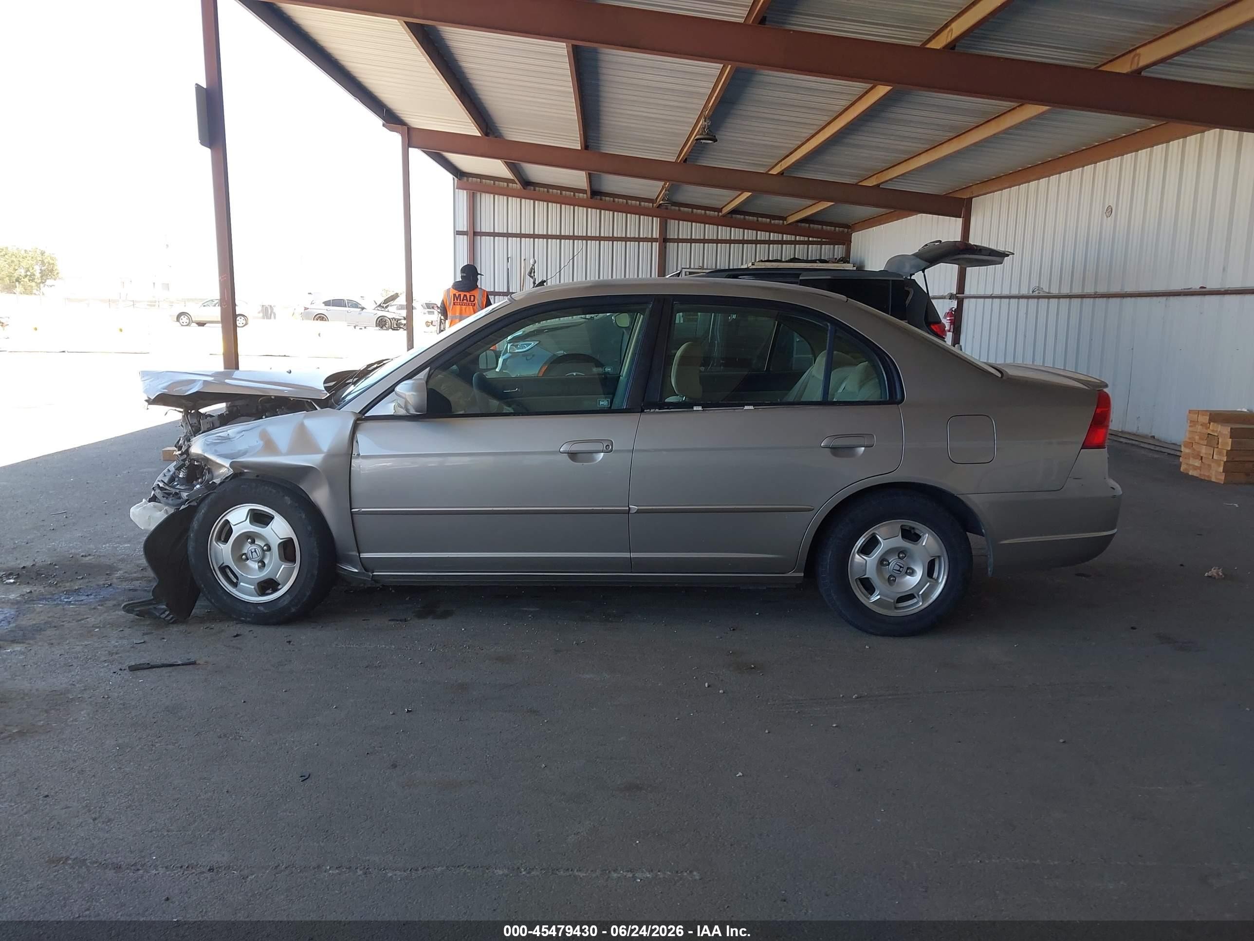 2003 Honda Civic Hybrid Beige vin: JHMES95683S031991