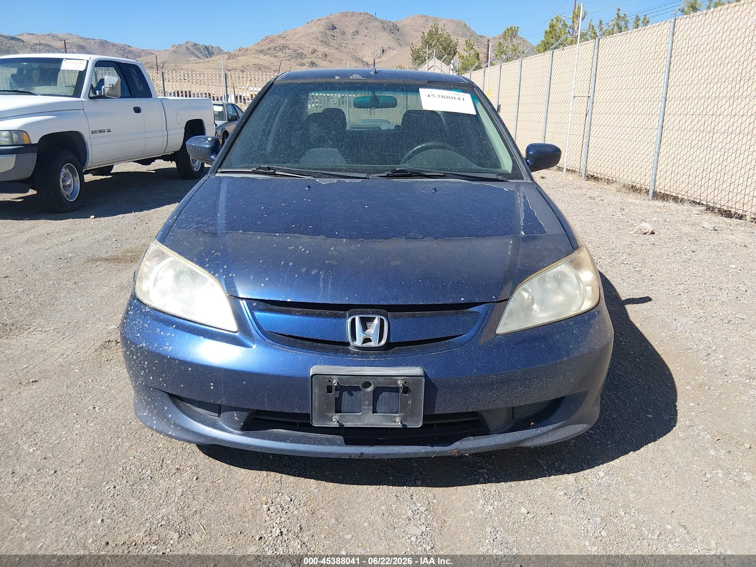 2005 Honda Civic Hybrid   Blue vin: JHMES96605S000638