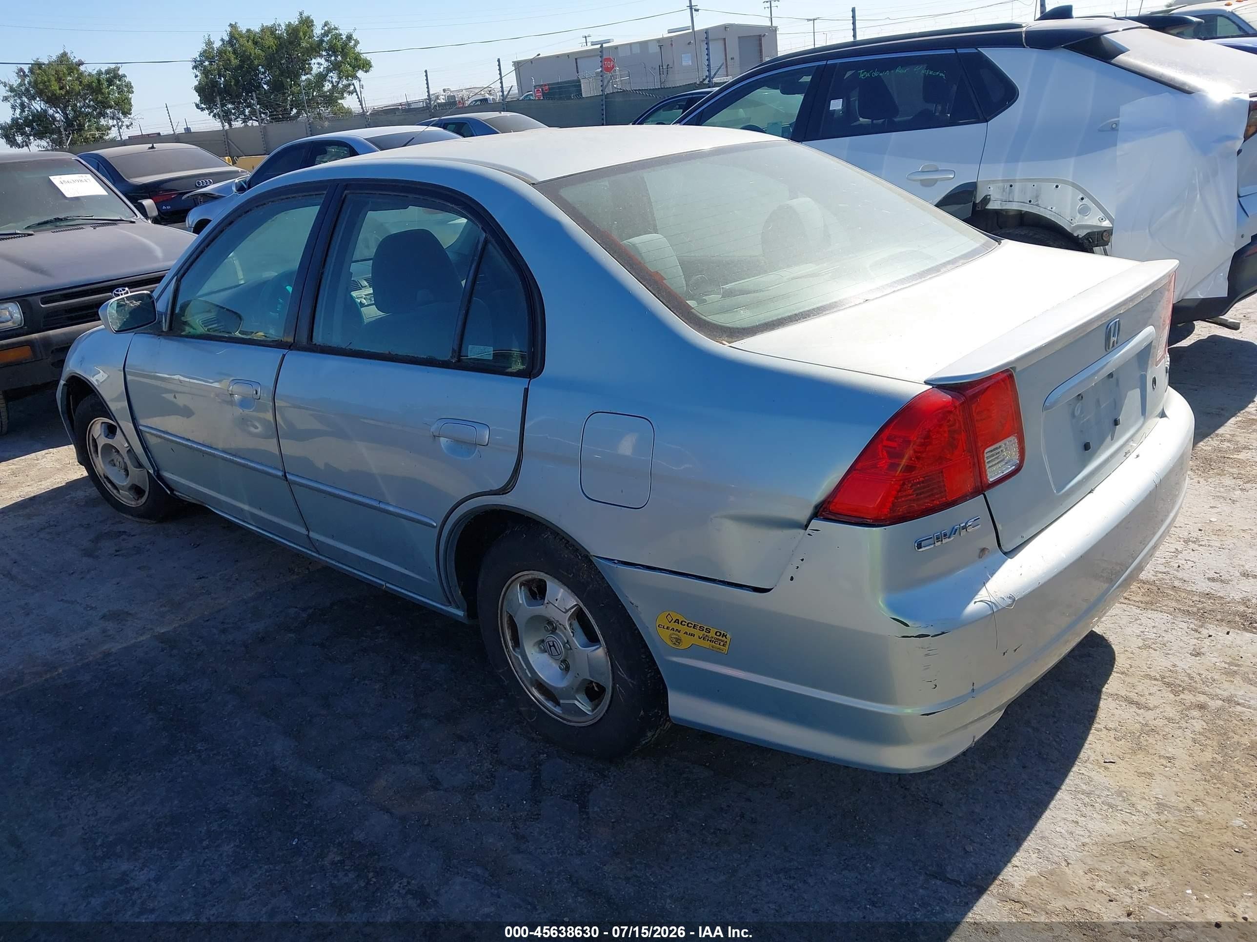 2004 Honda Civic Hybrid Light Blue vin: JHMES96614S013798