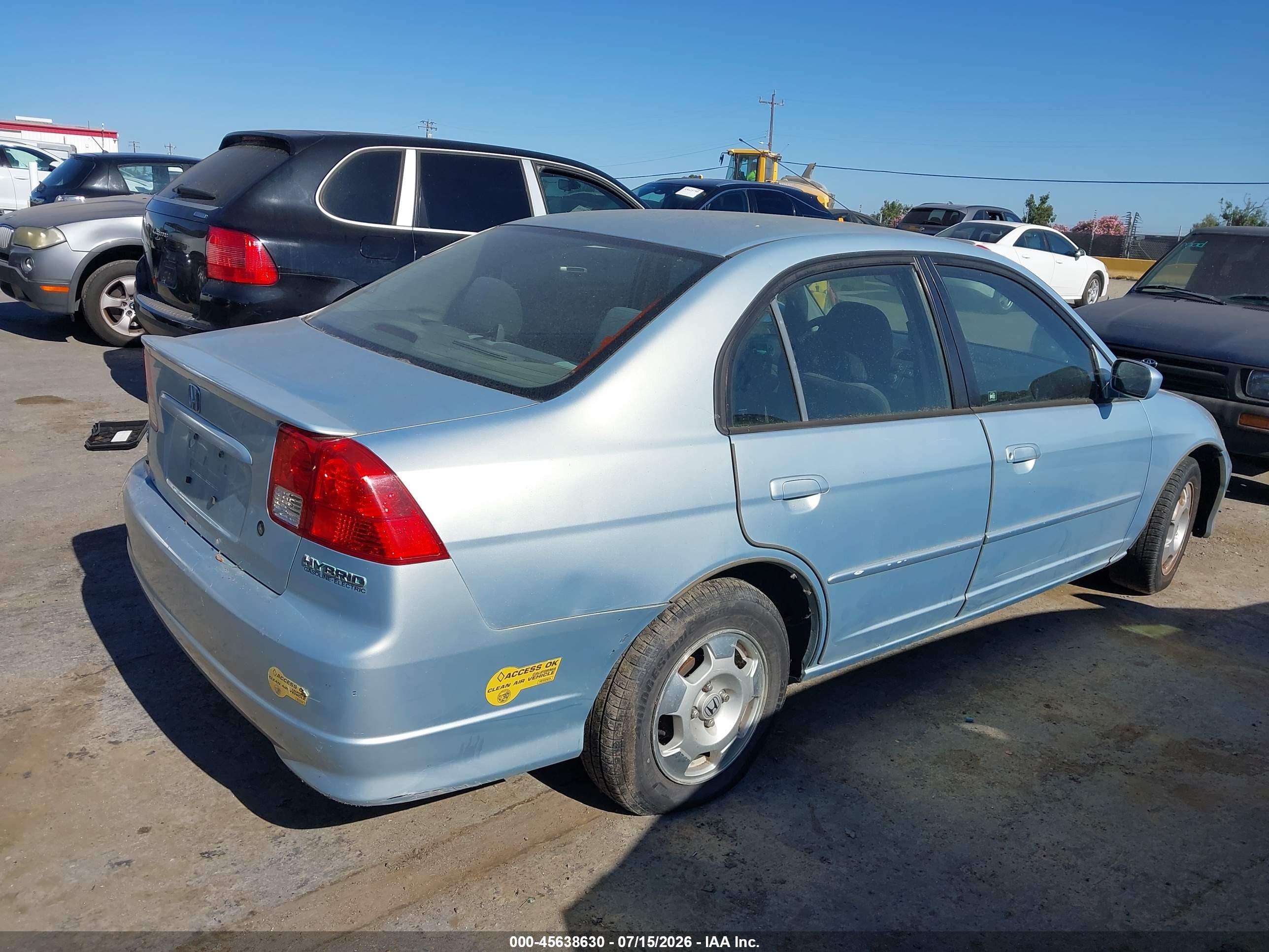 2004 Honda Civic Hybrid Light Blue vin: JHMES96614S013798