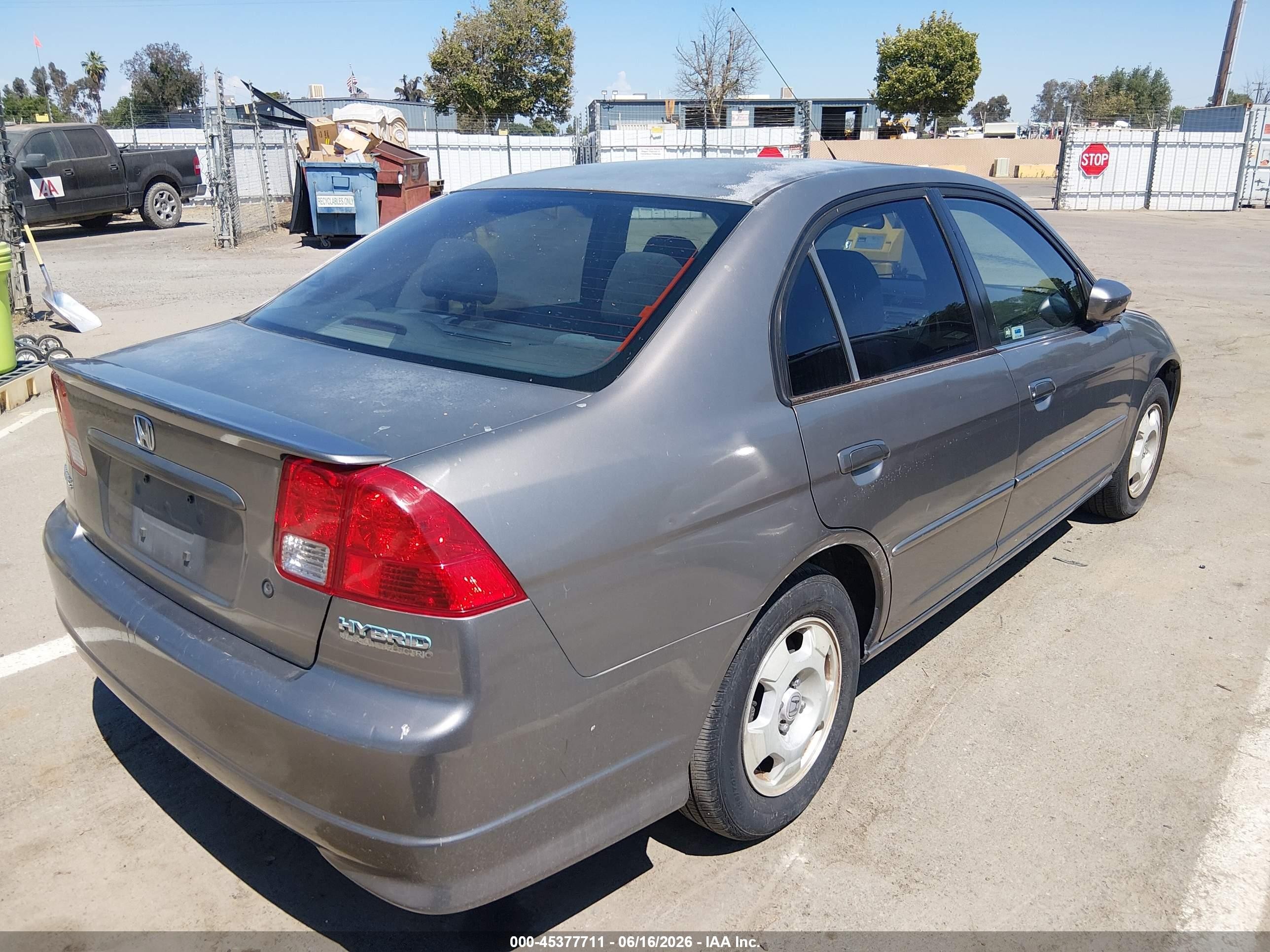 2005 Honda Civic Hybrid   Gray vin: JHMES96615S018274