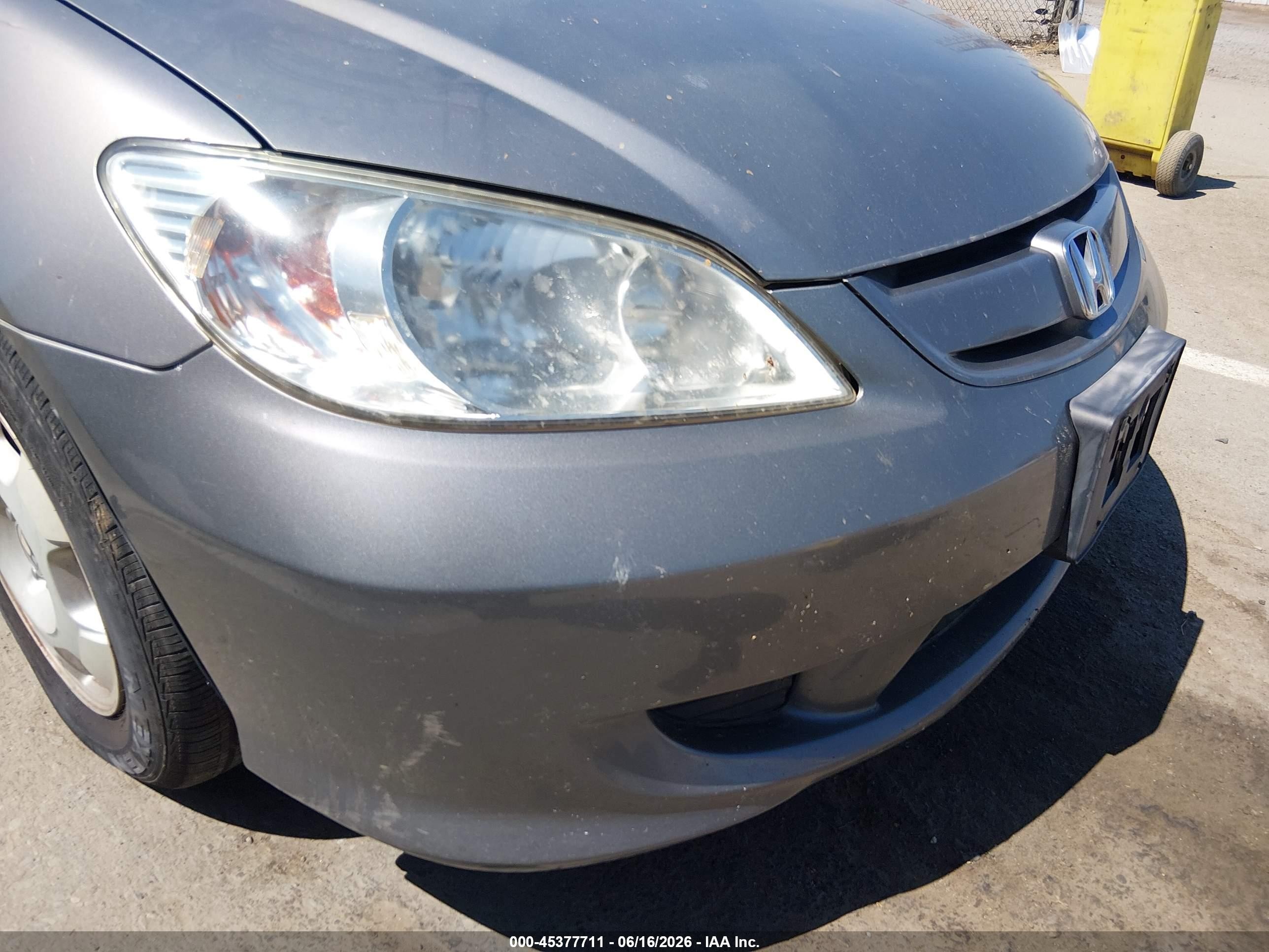 2005 Honda Civic Hybrid   Gray vin: JHMES96615S018274