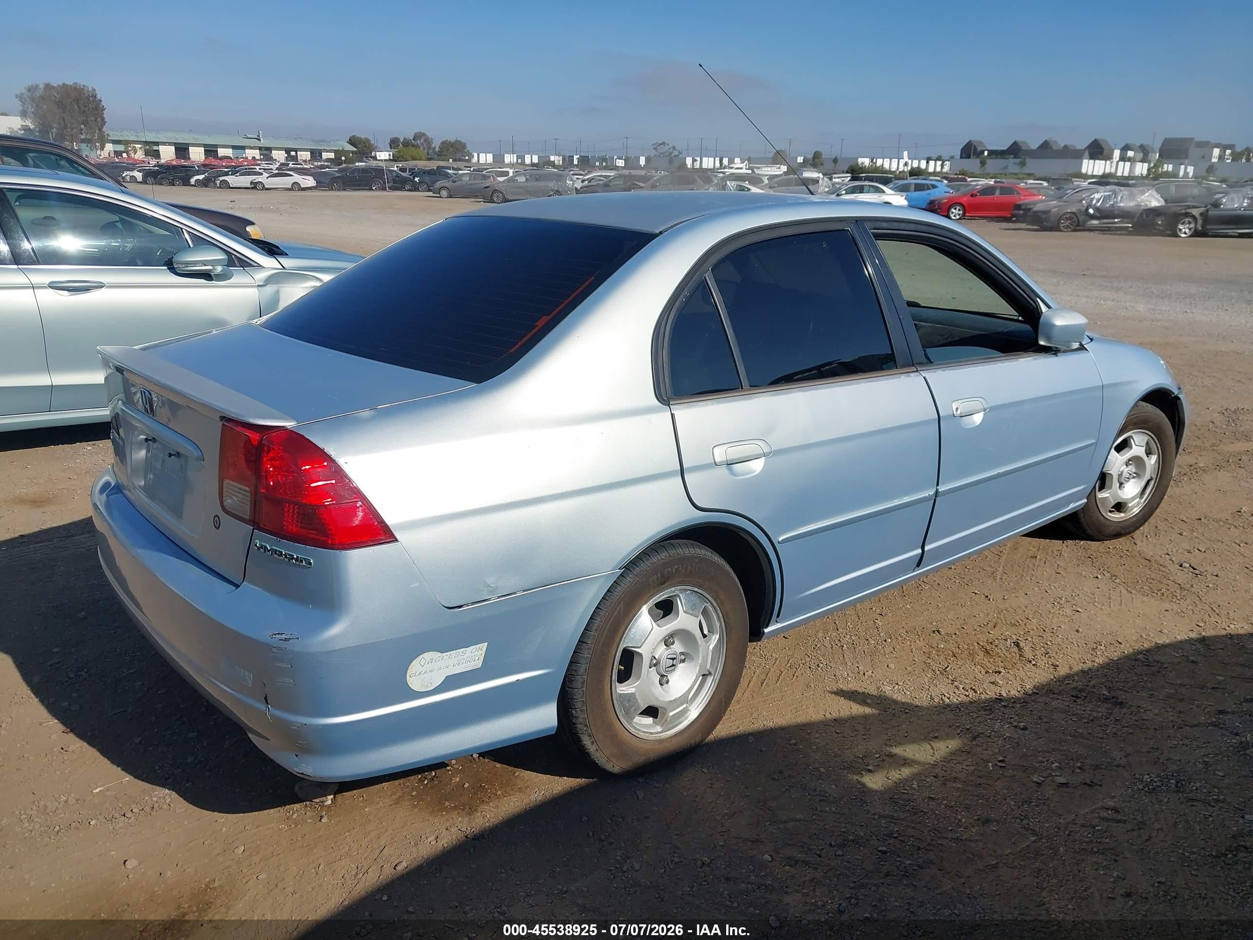 2005 Honda Civic Hybrid   Silver vin: JHMES96625S026271