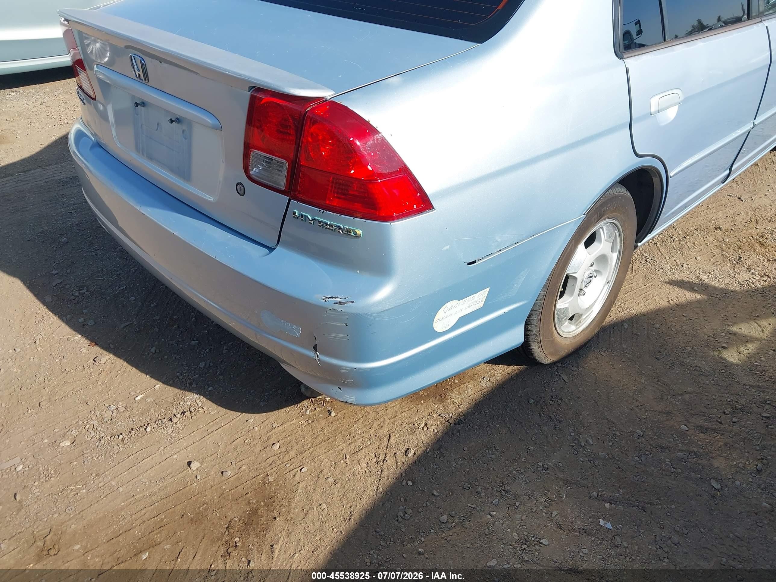 2005 Honda Civic Hybrid   Silver vin: JHMES96625S026271