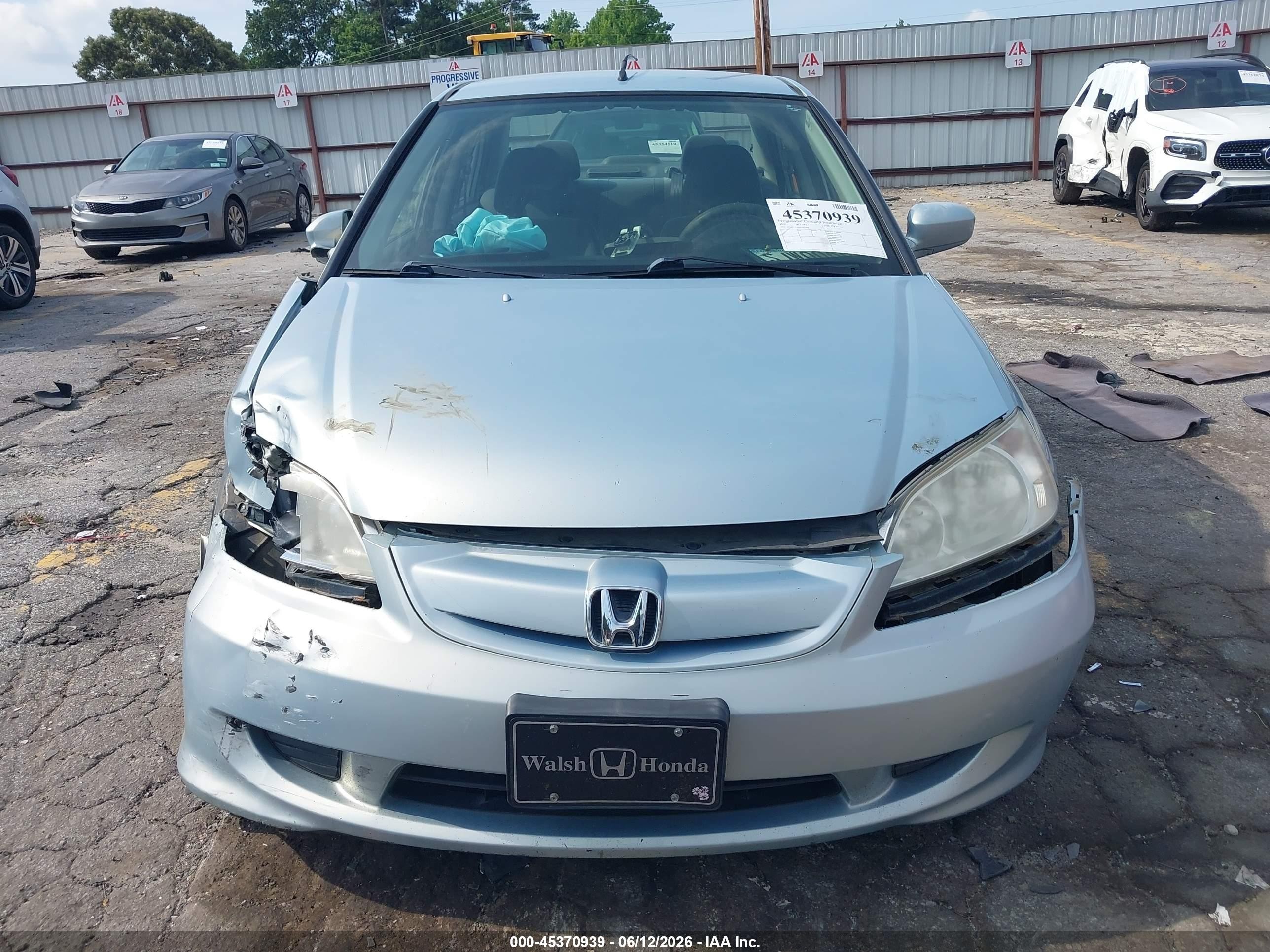2005 Honda Civic Hybrid   Light Blue vin: JHMES96645S017264