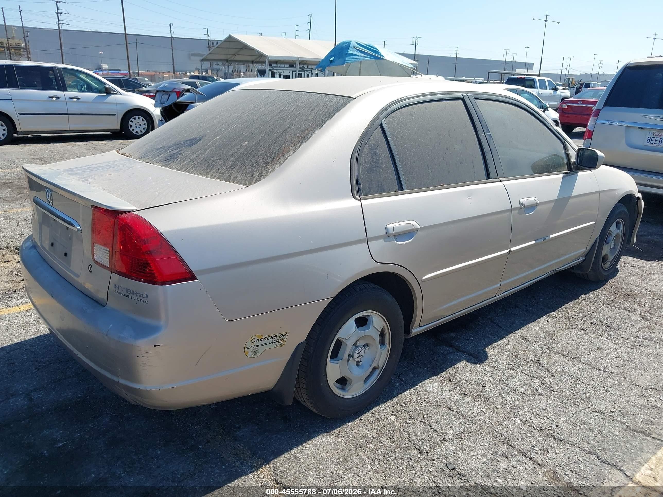 2003 Honda Civic Hybrid Beige vin: JHMES96653S006576