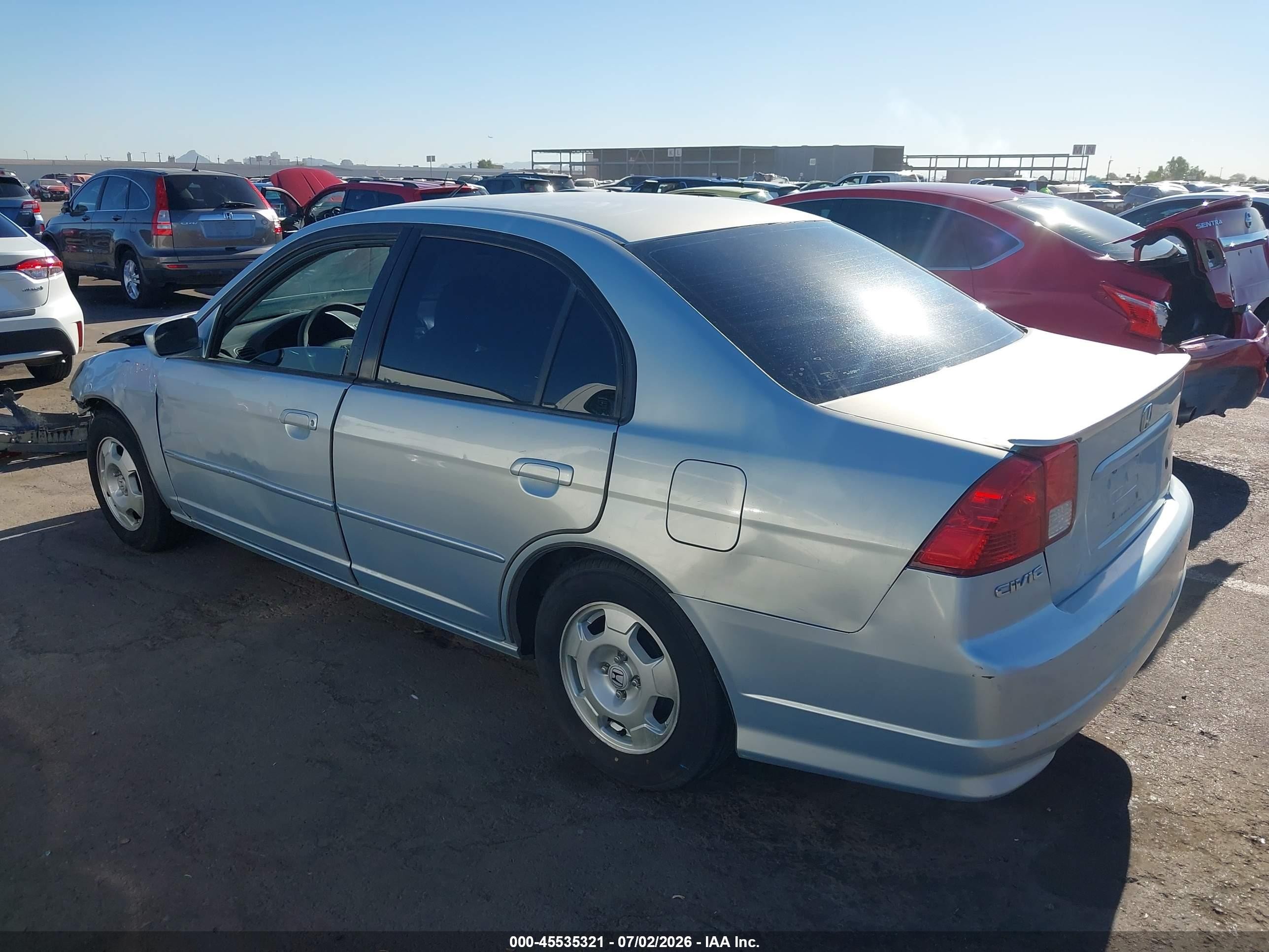 2005 Honda Civic Hybrid   Blue vin: JHMES96655S015121