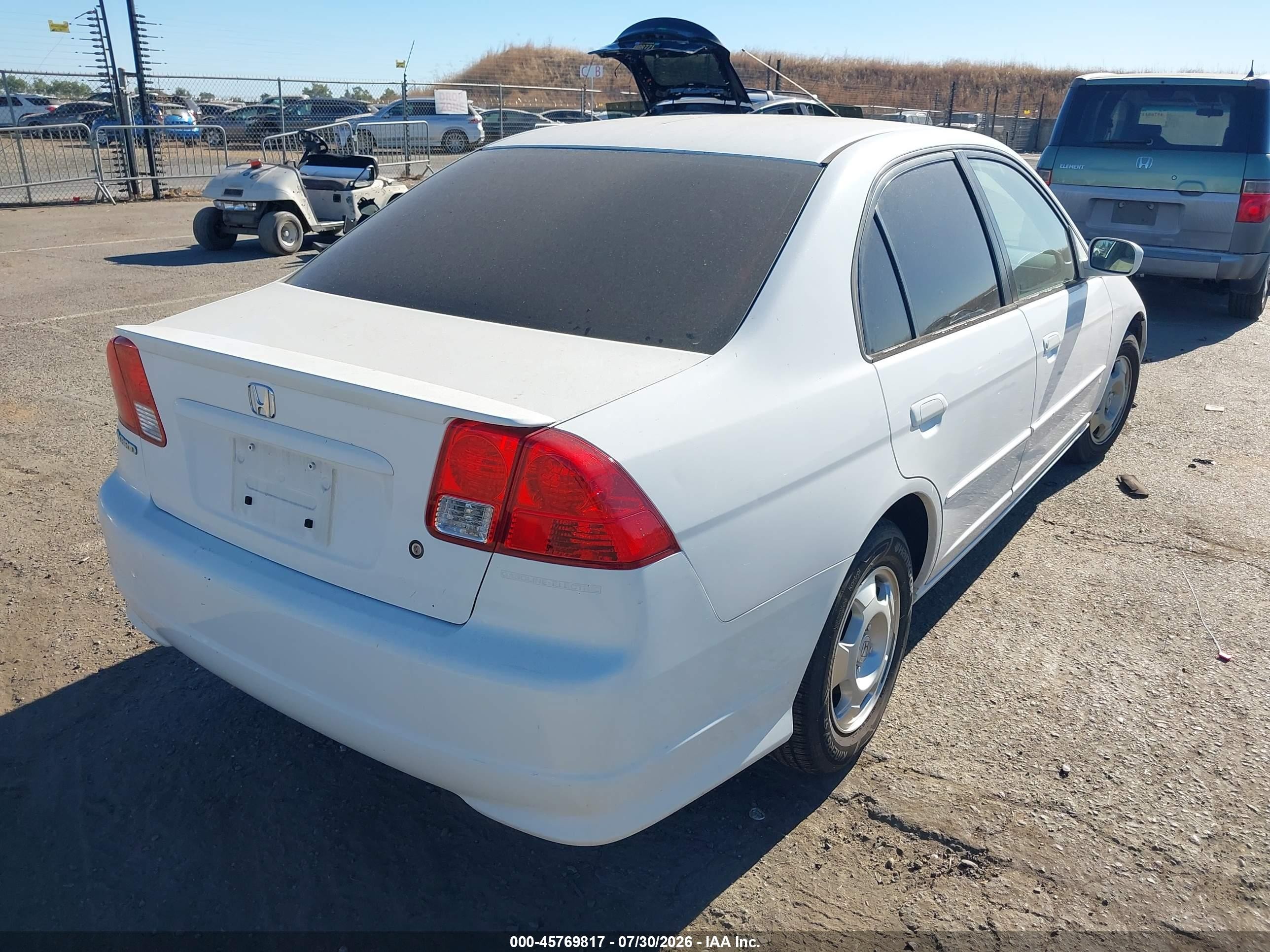 2005 Honda Civic Hybrid   White vin: JHMES966X5S009251