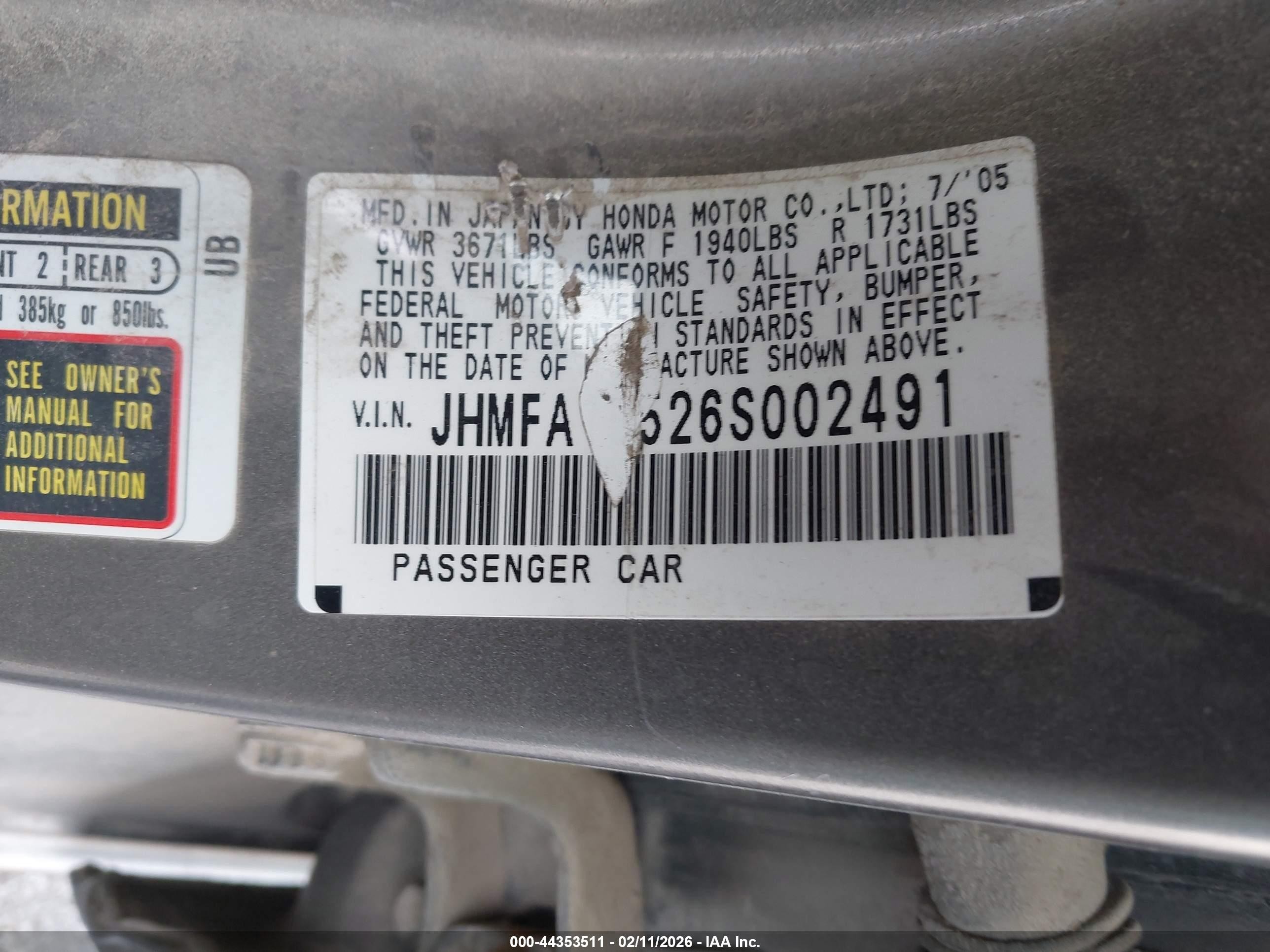 2006 Honda Civic Lx Gray vin: JHMFA15526S002491