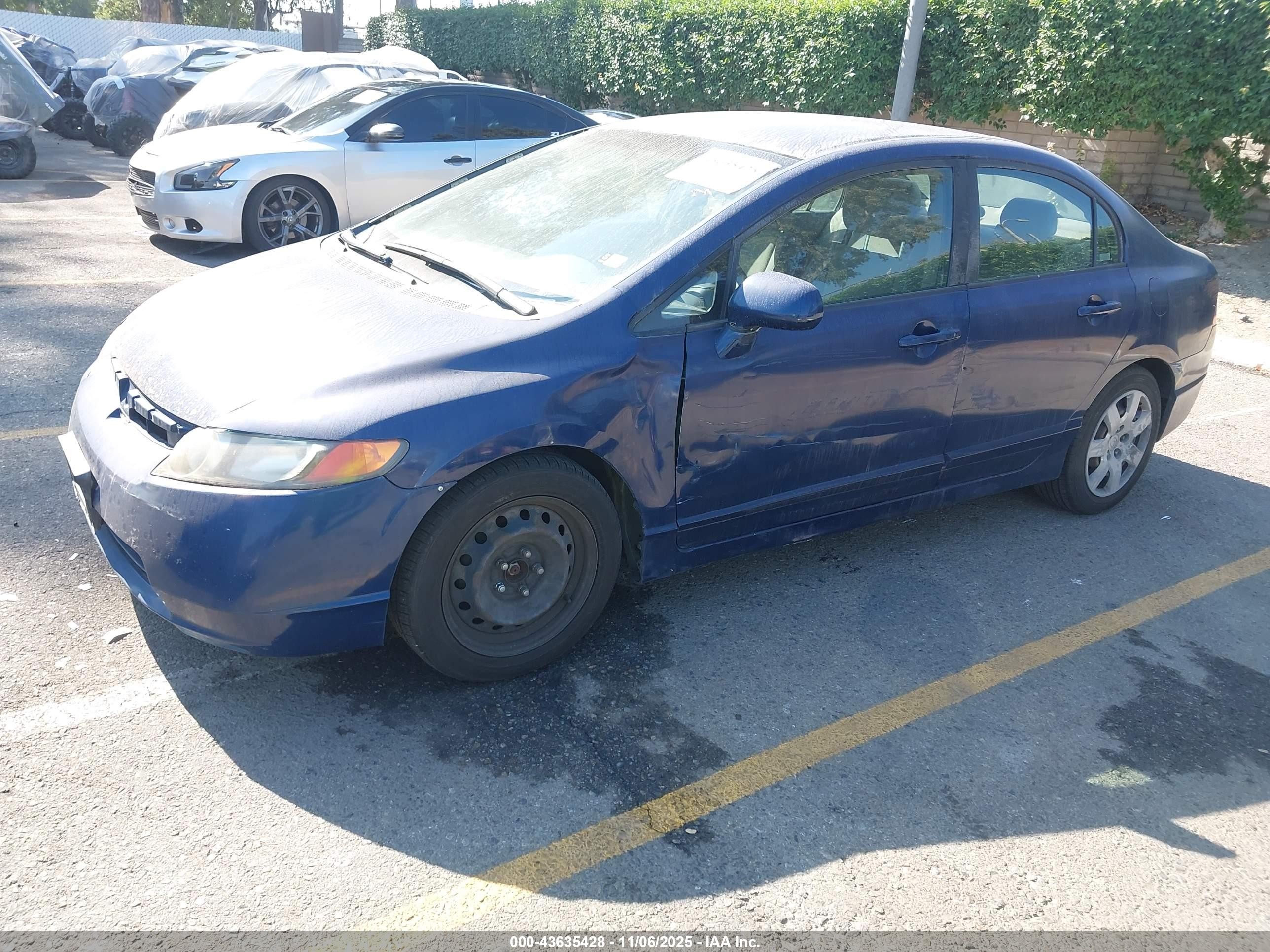 2007 Honda Civic Lx Blue vin: JHMFA16527S001048