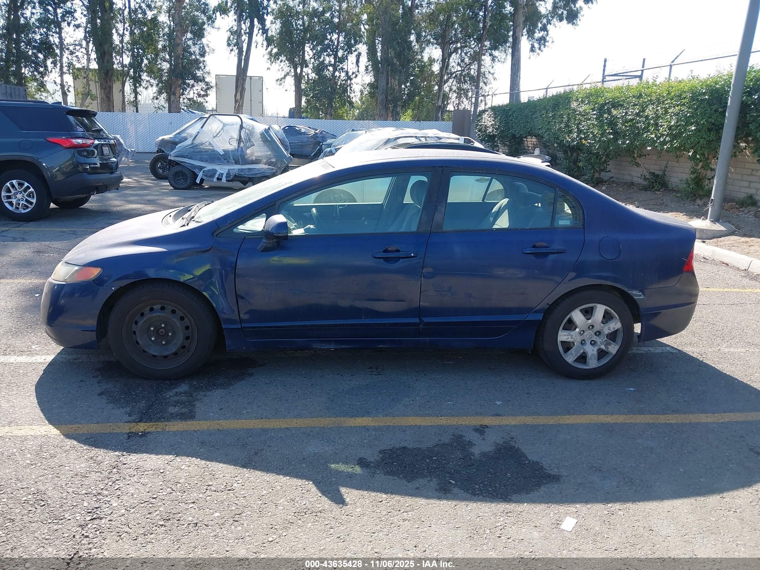2007 Honda Civic Lx Blue vin: JHMFA16527S001048