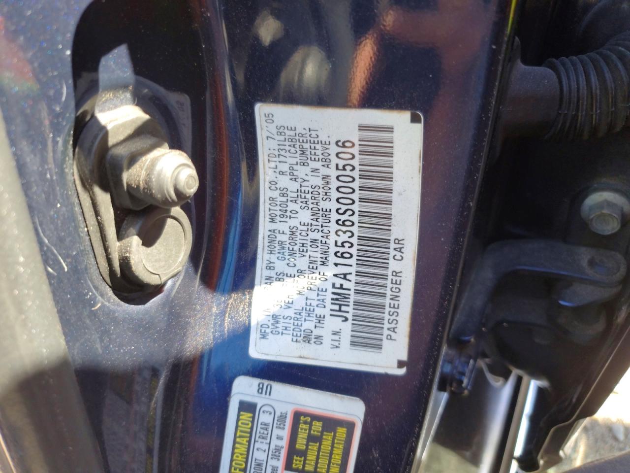 2006 Honda Civic Lx Синий vin: JHMFA16536S000506