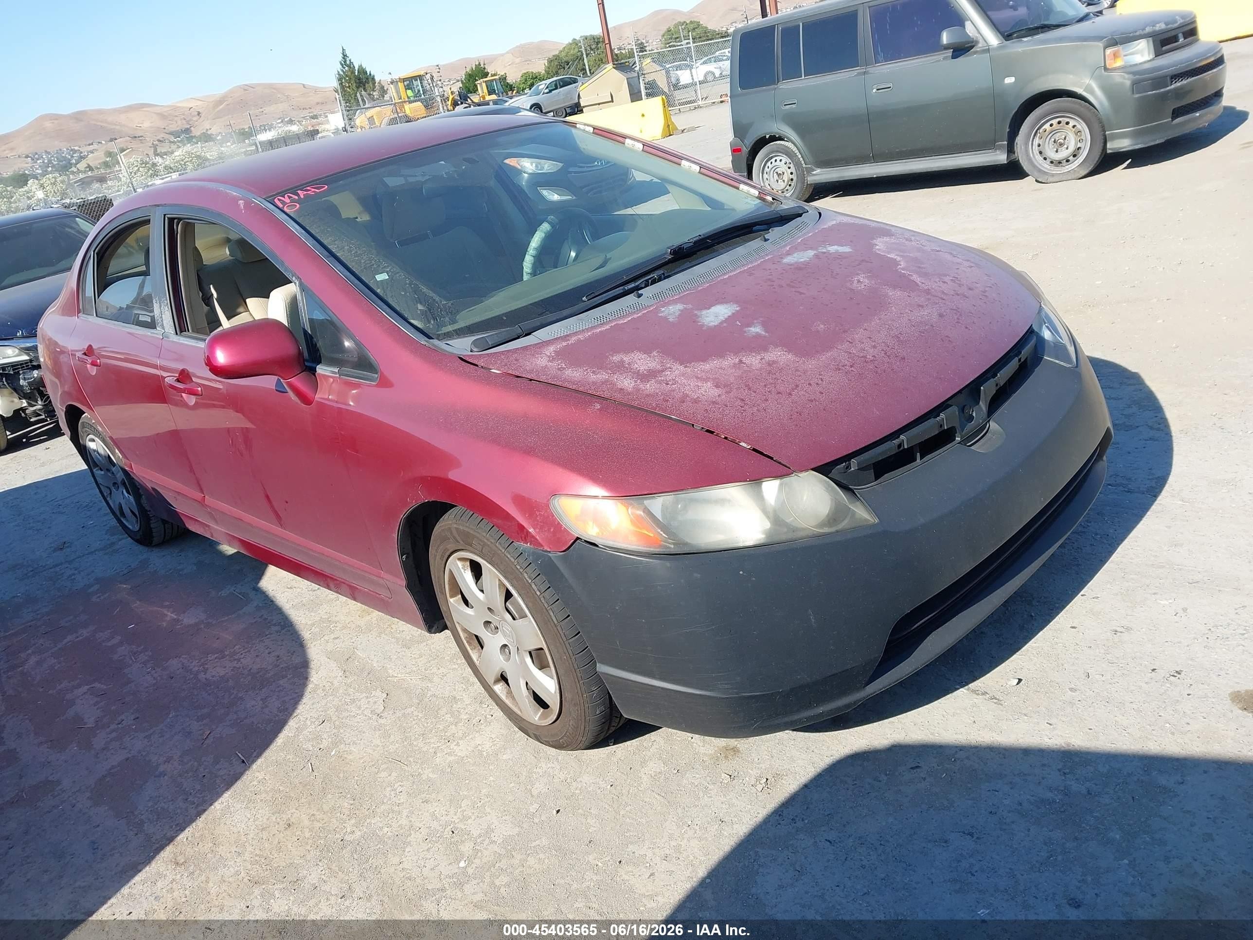2007 Honda Civic Lx Red vin: JHMFA16537S004198