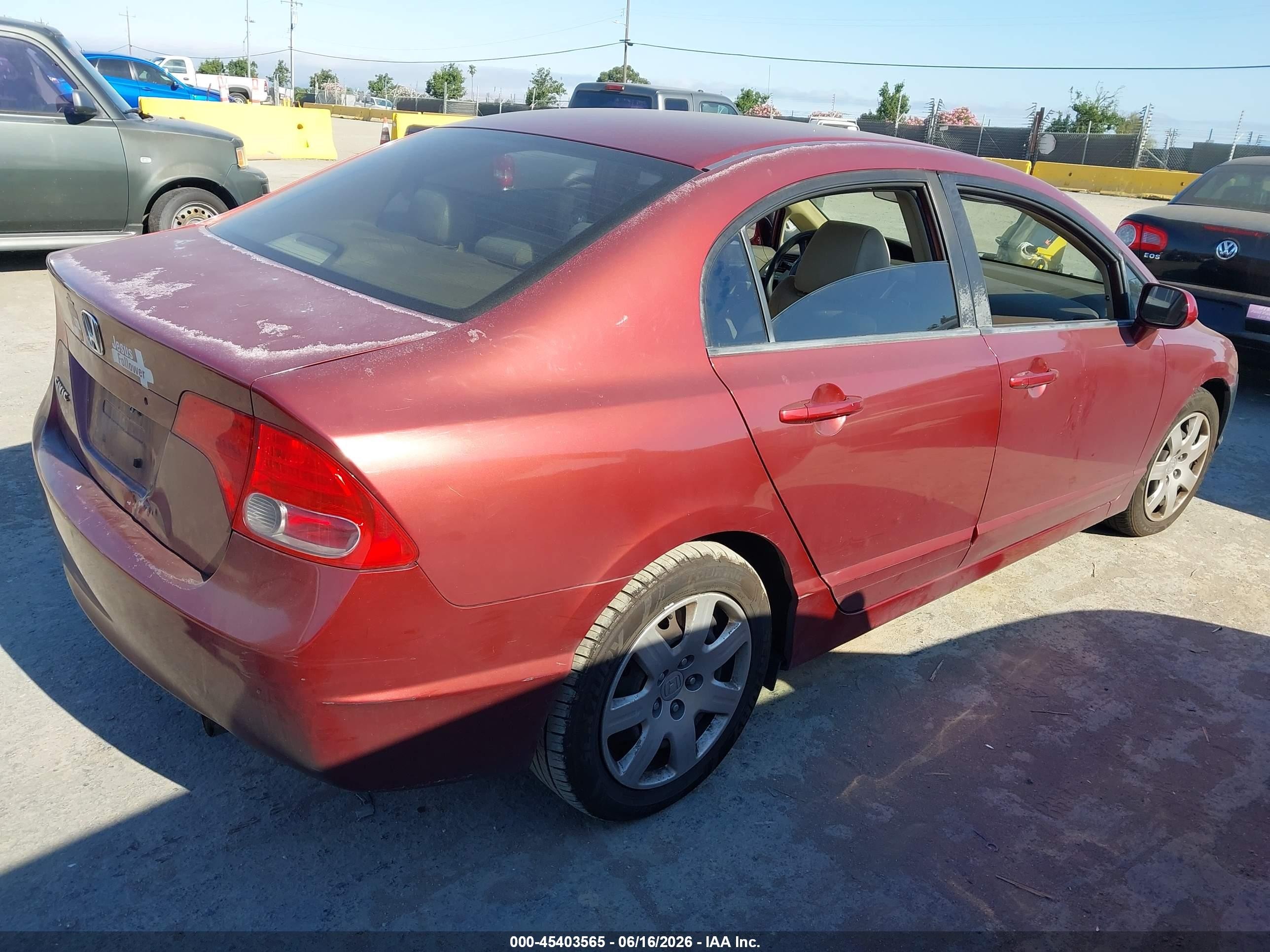 2007 Honda Civic Lx Red vin: JHMFA16537S004198