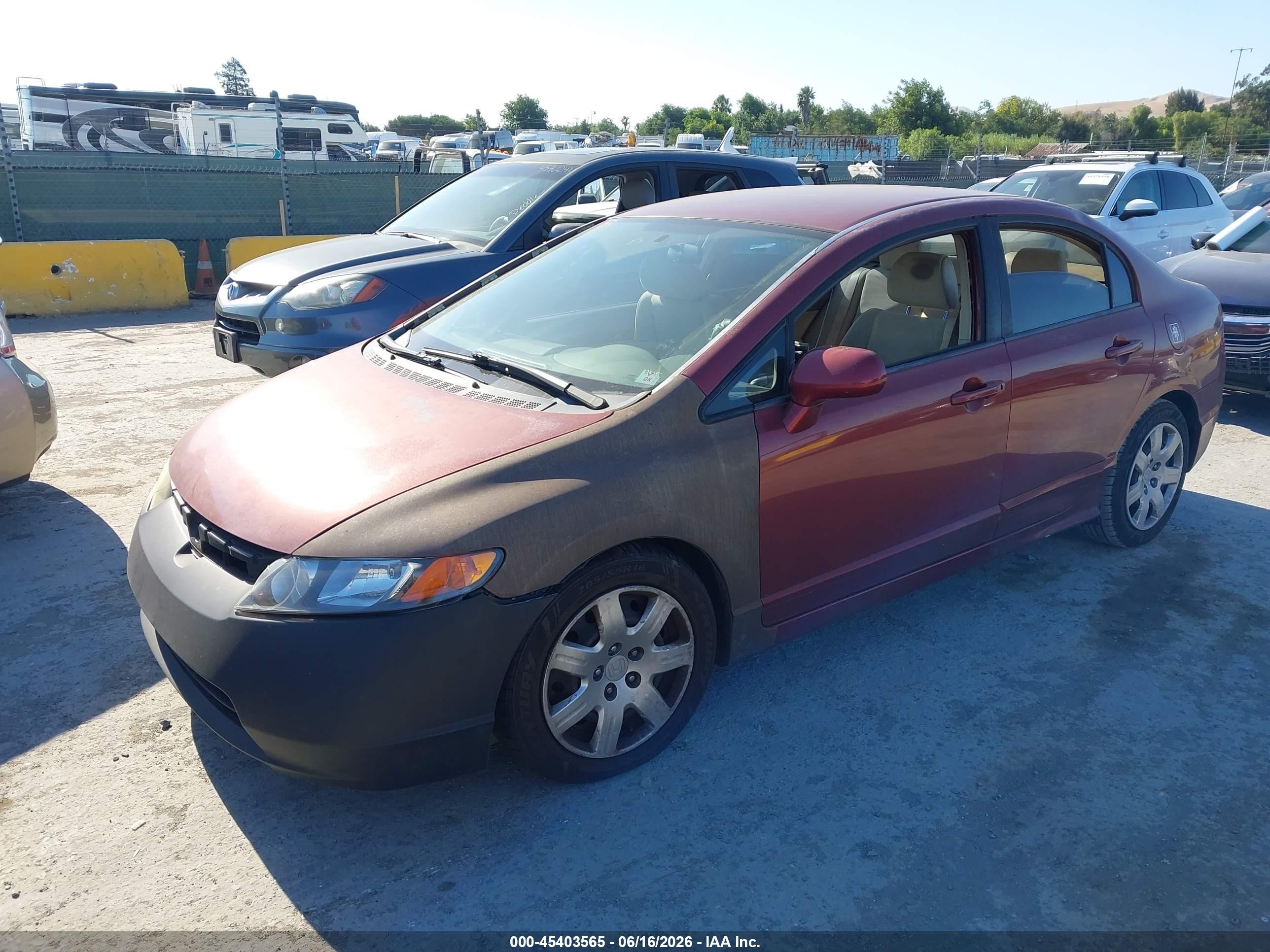 2007 Honda Civic Lx Red vin: JHMFA16537S004198