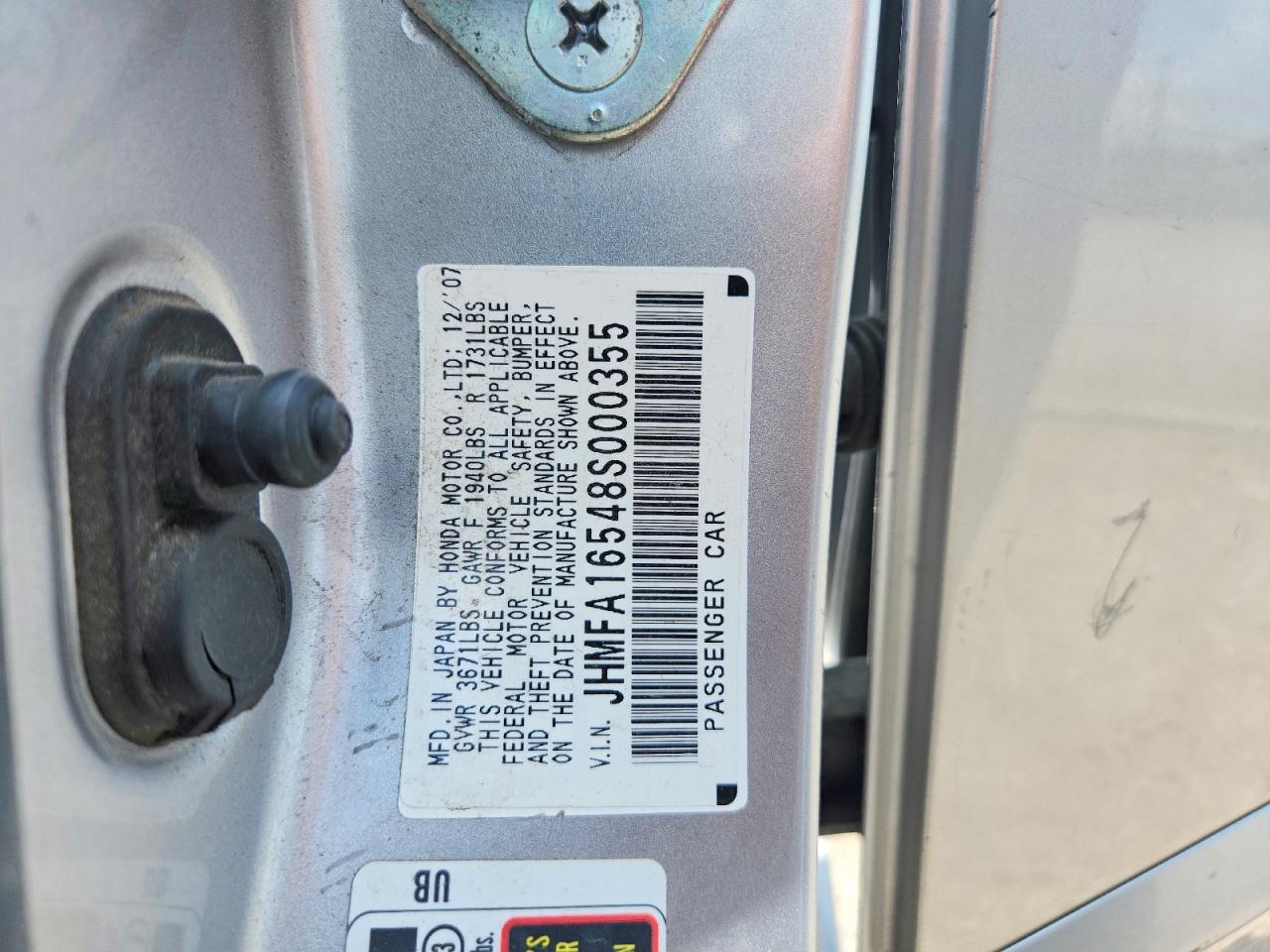 2008 Honda Civic Lx Silver vin: JHMFA16548S000355