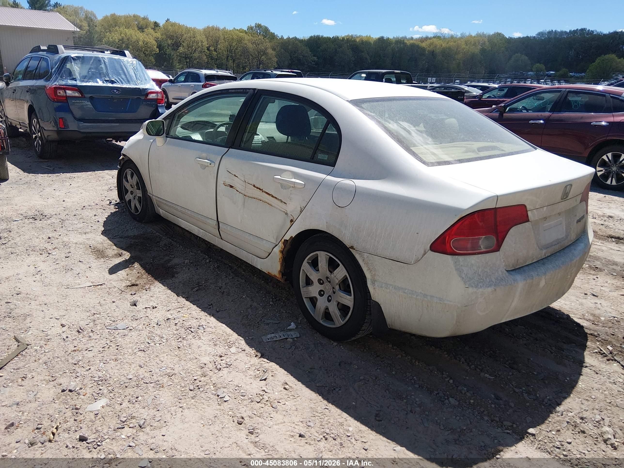 2007 Honda Civic Lx White vin: JHMFA16597S003220