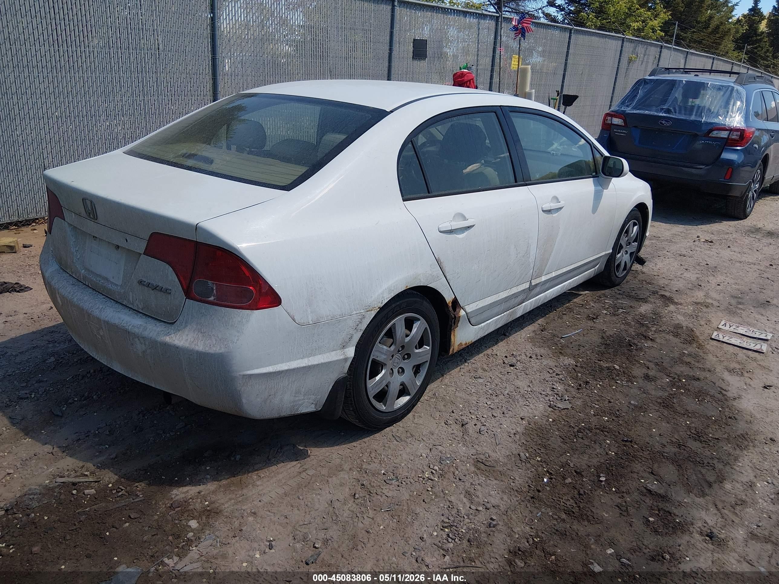 2007 Honda Civic Lx White vin: JHMFA16597S003220