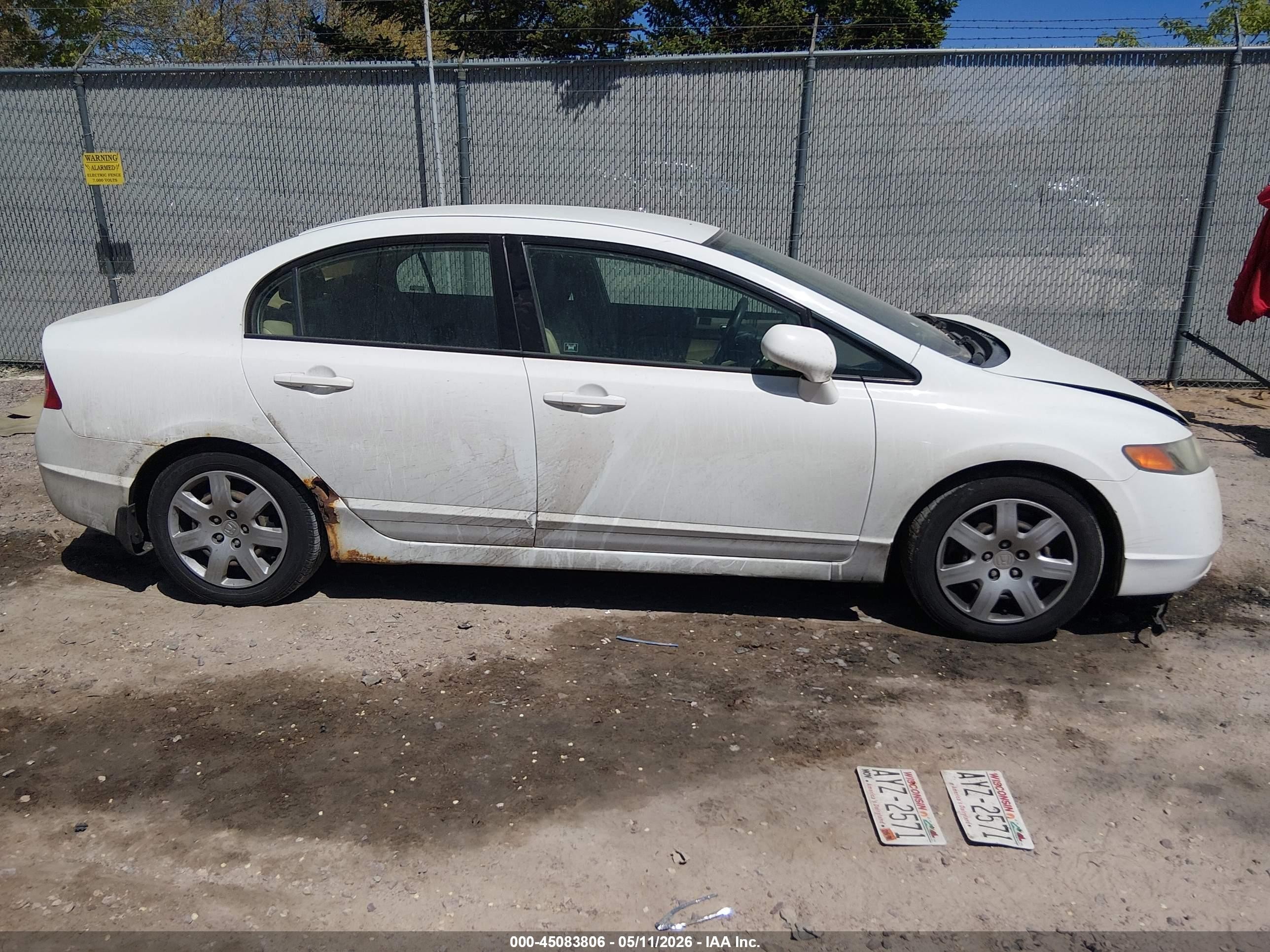 2007 Honda Civic Lx White vin: JHMFA16597S003220