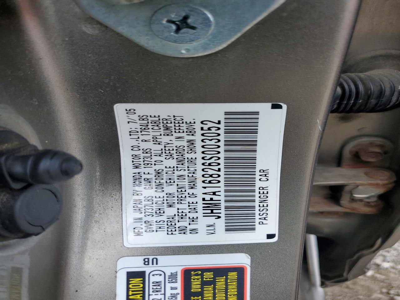 2006 Honda Civic Ex Gray vin: JHMFA16826S003052