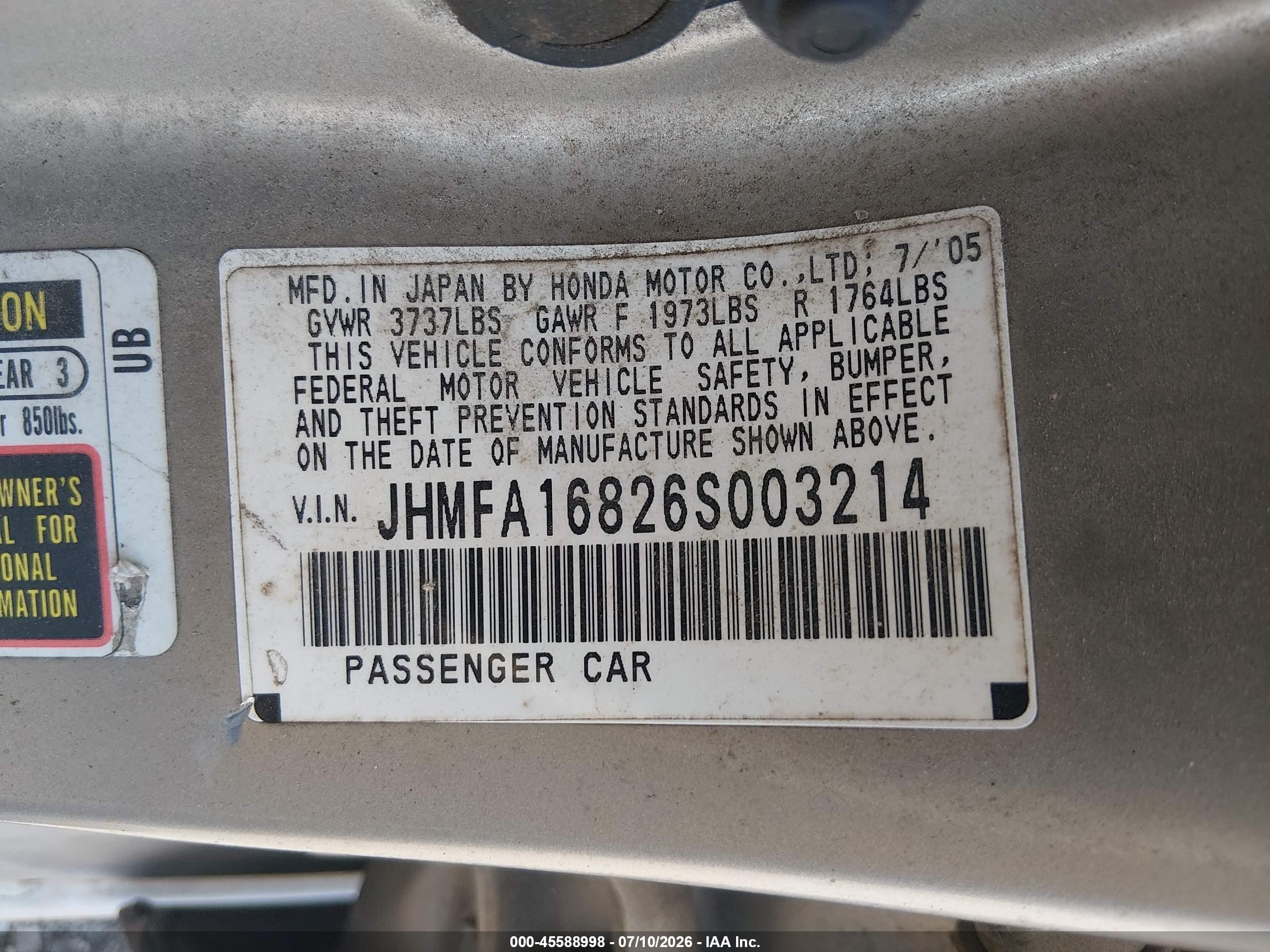 2006 Honda Civic Ex Brown vin: JHMFA16826S003214