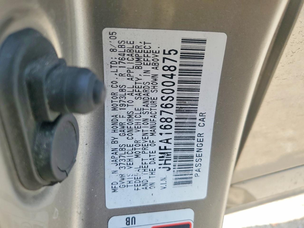 2006 Honda Civic Ex Silver vin: JHMFA16876S004875