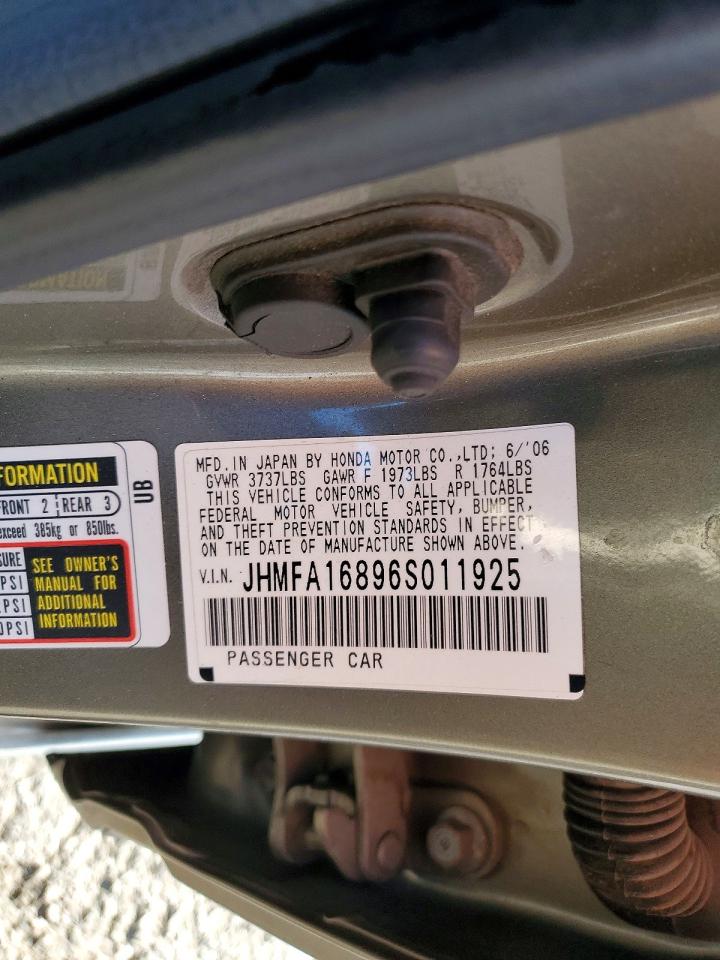 2006 Honda Civic Ex Silver vin: JHMFA16896S011925