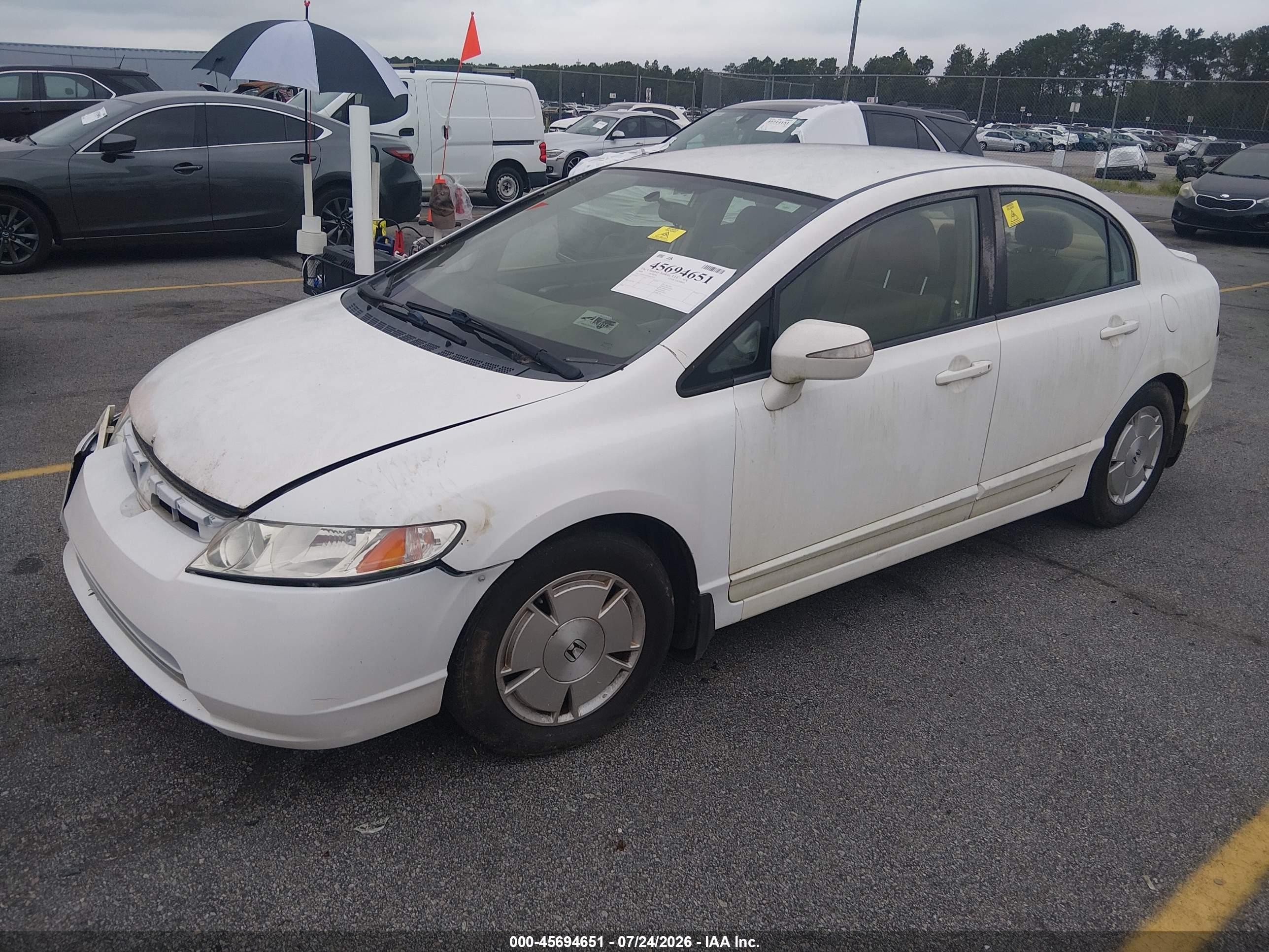 2008 Honda Civic Hybrid   White vin: JHMFA36208S028705