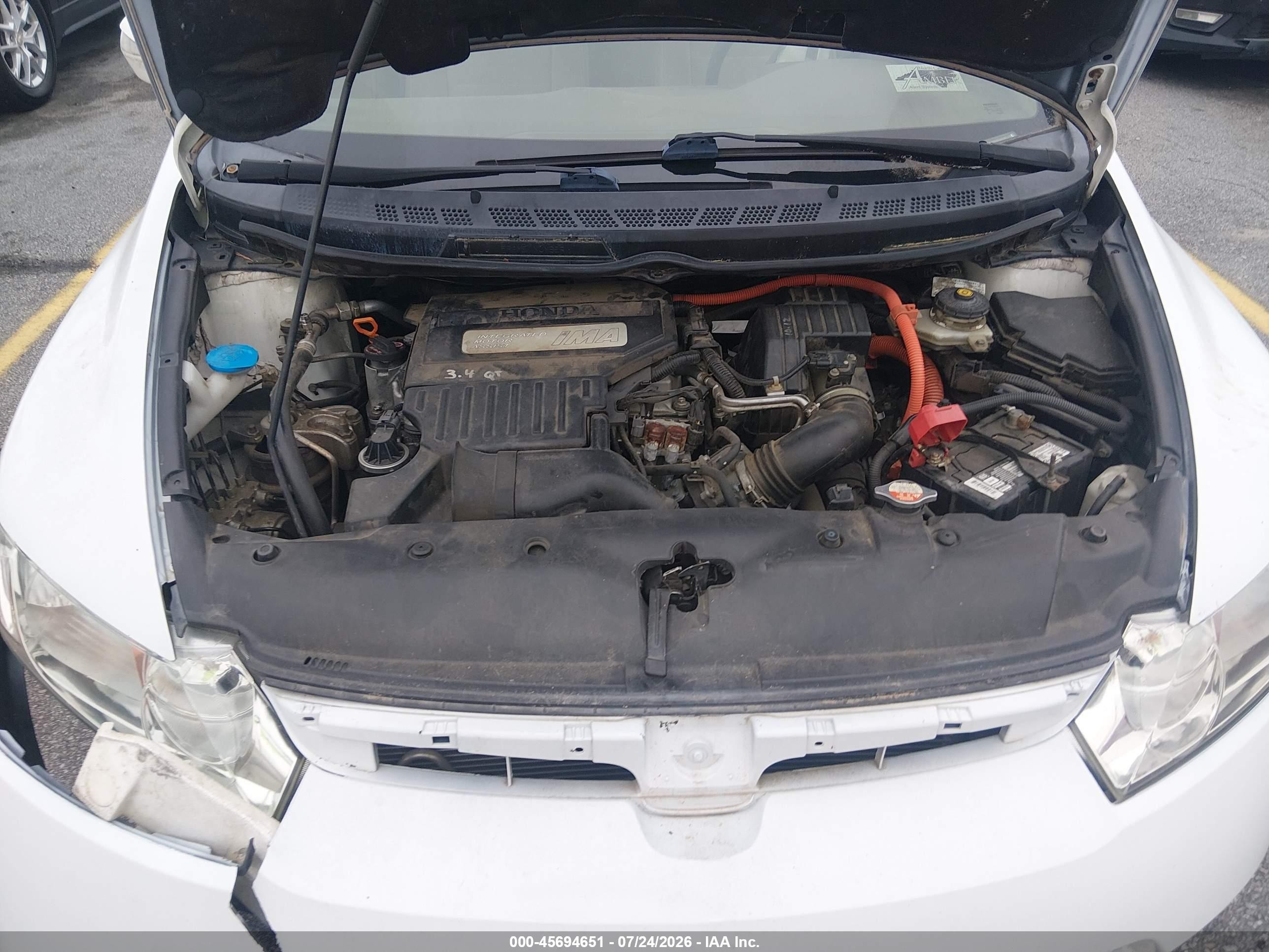 2008 Honda Civic Hybrid   White vin: JHMFA36208S028705