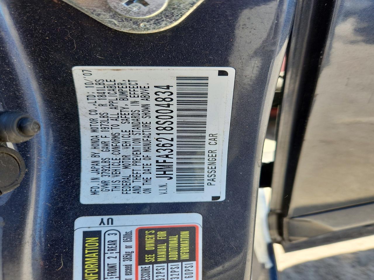2008 Honda Civic Hybrid Gray vin: JHMFA36218S004834