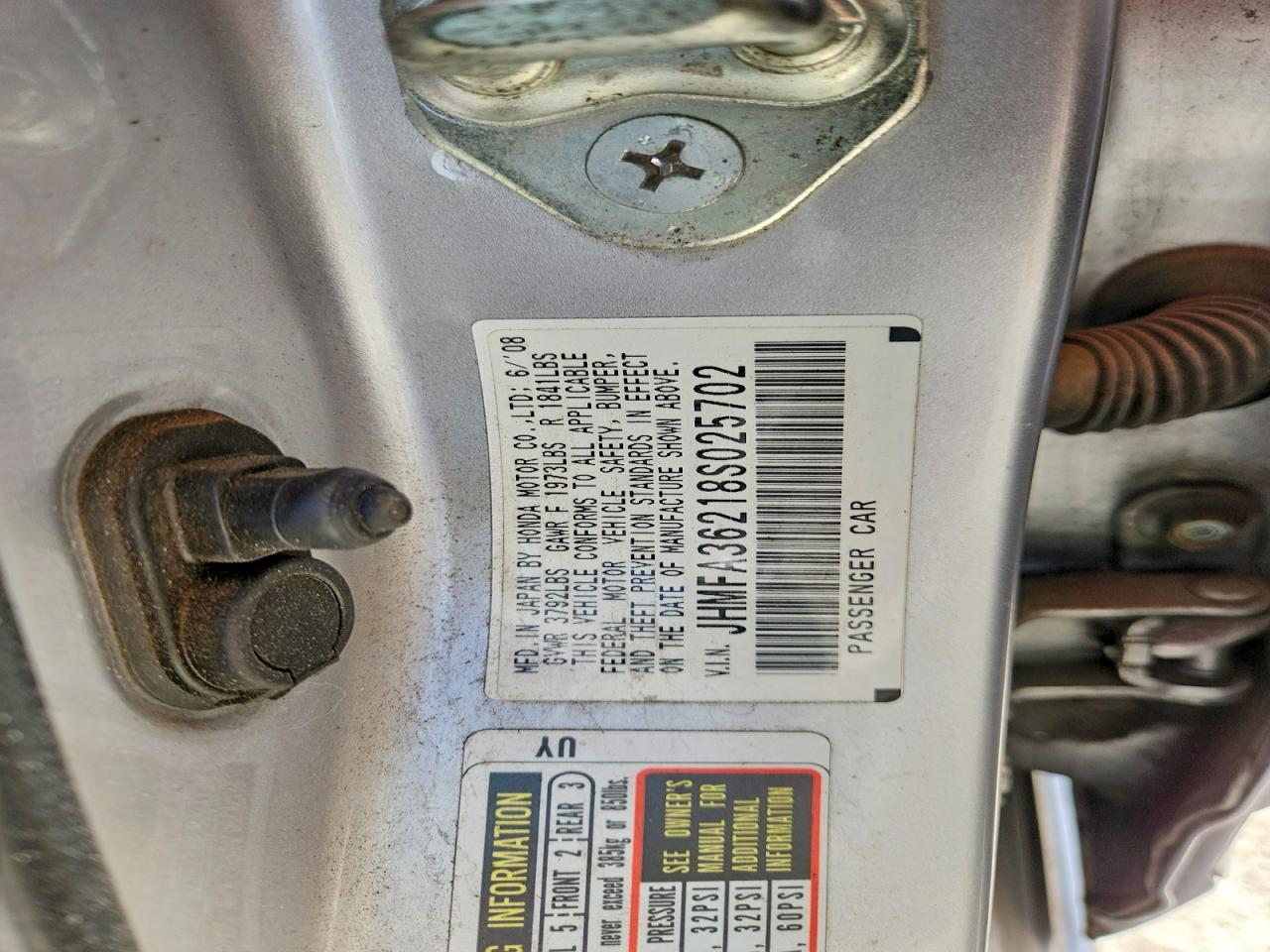 2008 Honda Civic Hybrid Silver vin: JHMFA36218S025702