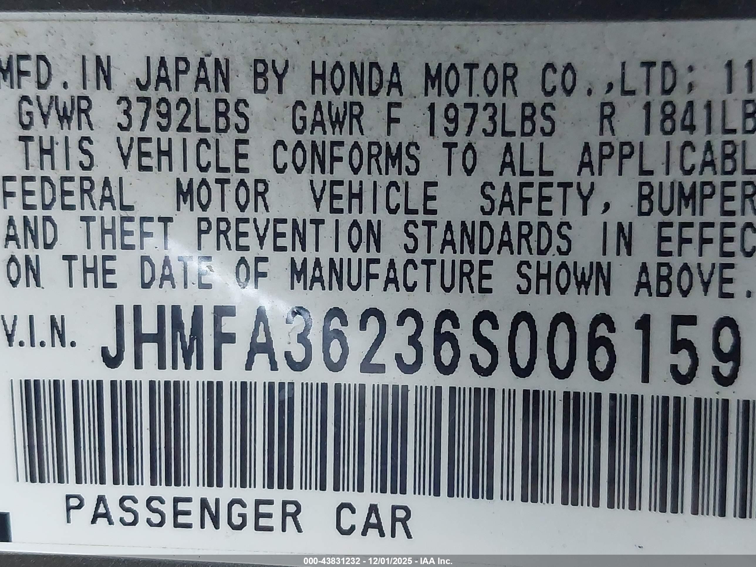 2006 Honda Civic Hybrid   Gray vin: JHMFA36236S006159