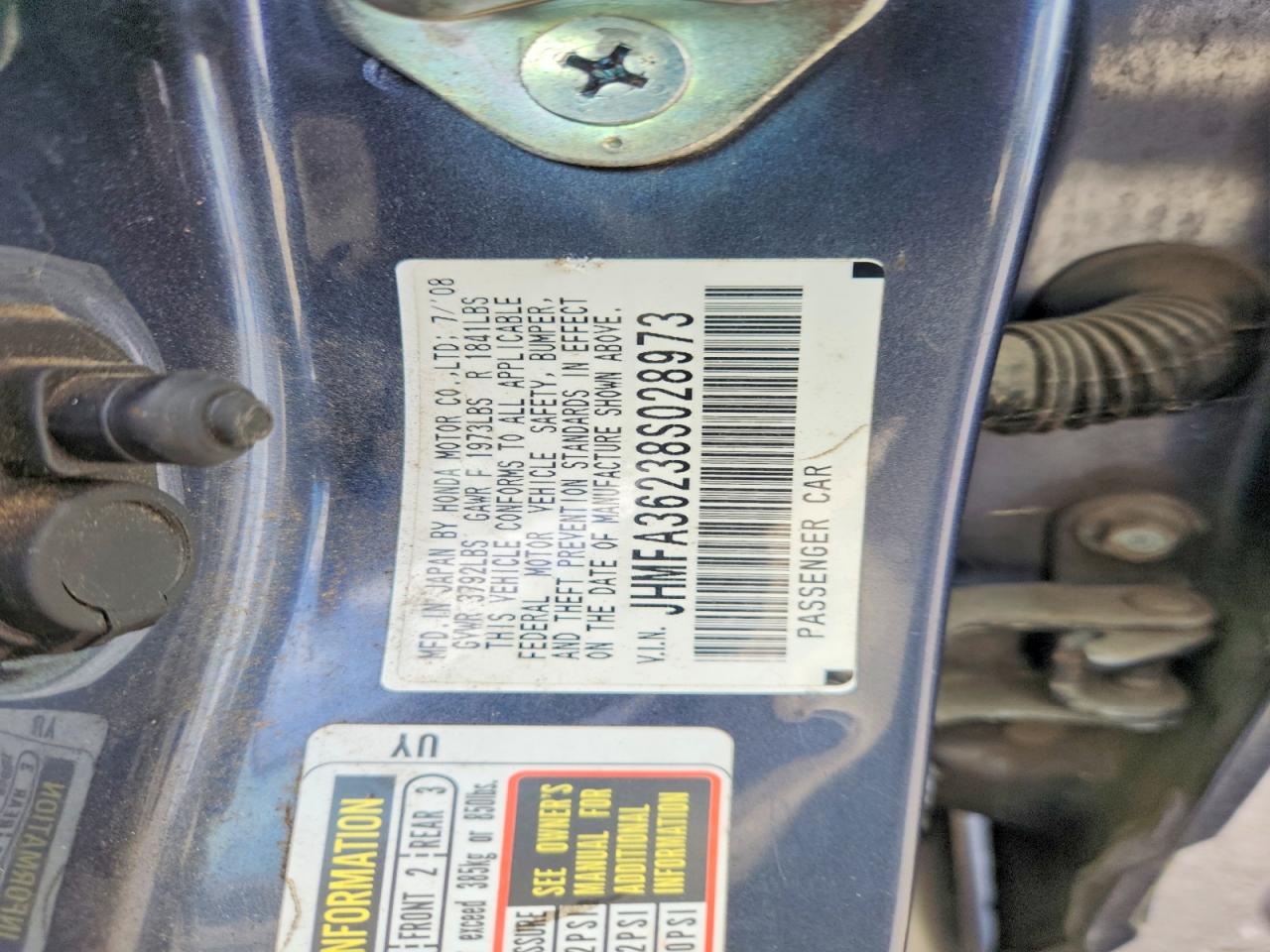 2008 Honda Civic Hybrid Gray vin: JHMFA36238S028973