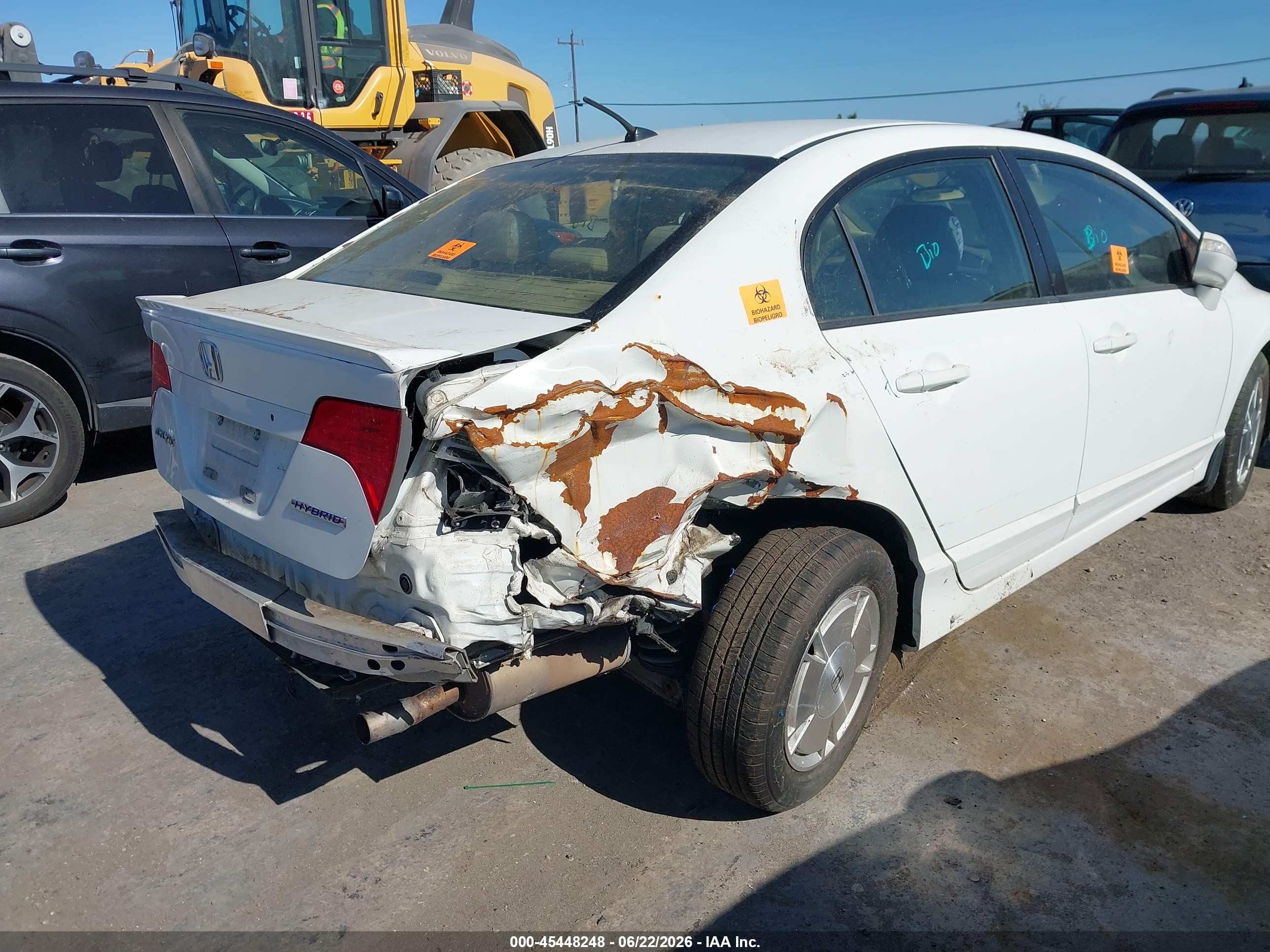 2007 Honda Civic Hybrid   White vin: JHMFA36247S029208
