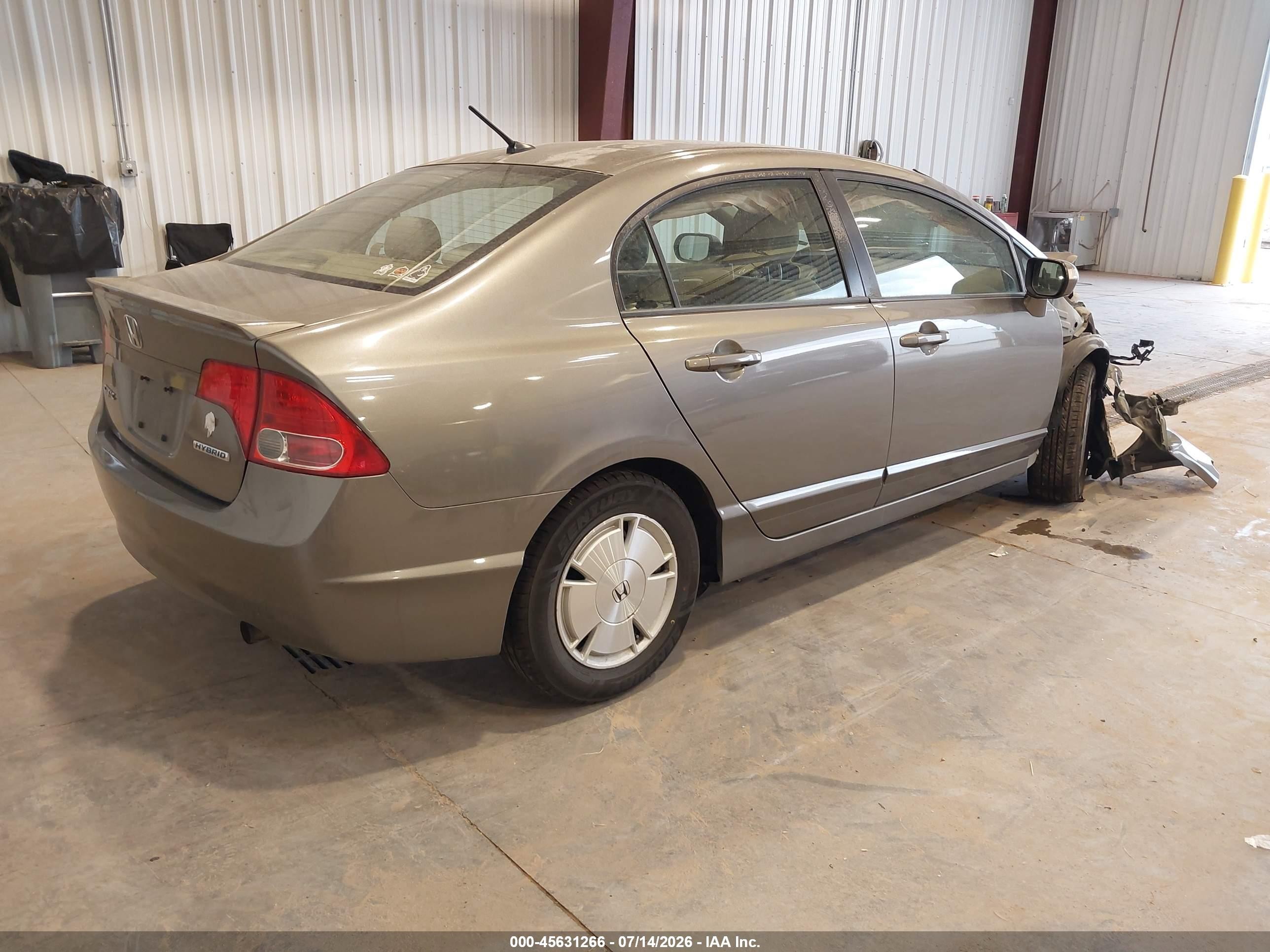 2008 Honda Civic Hybrid   Gray vin: JHMFA36248S001569