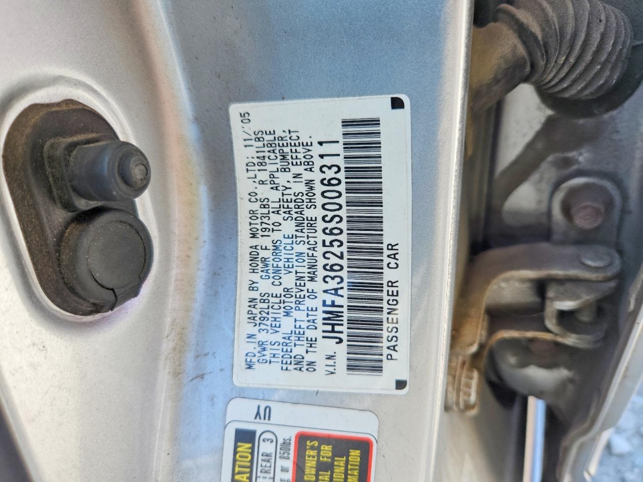 2006 Honda Civic Hybrid Silver vin: JHMFA36256S006311