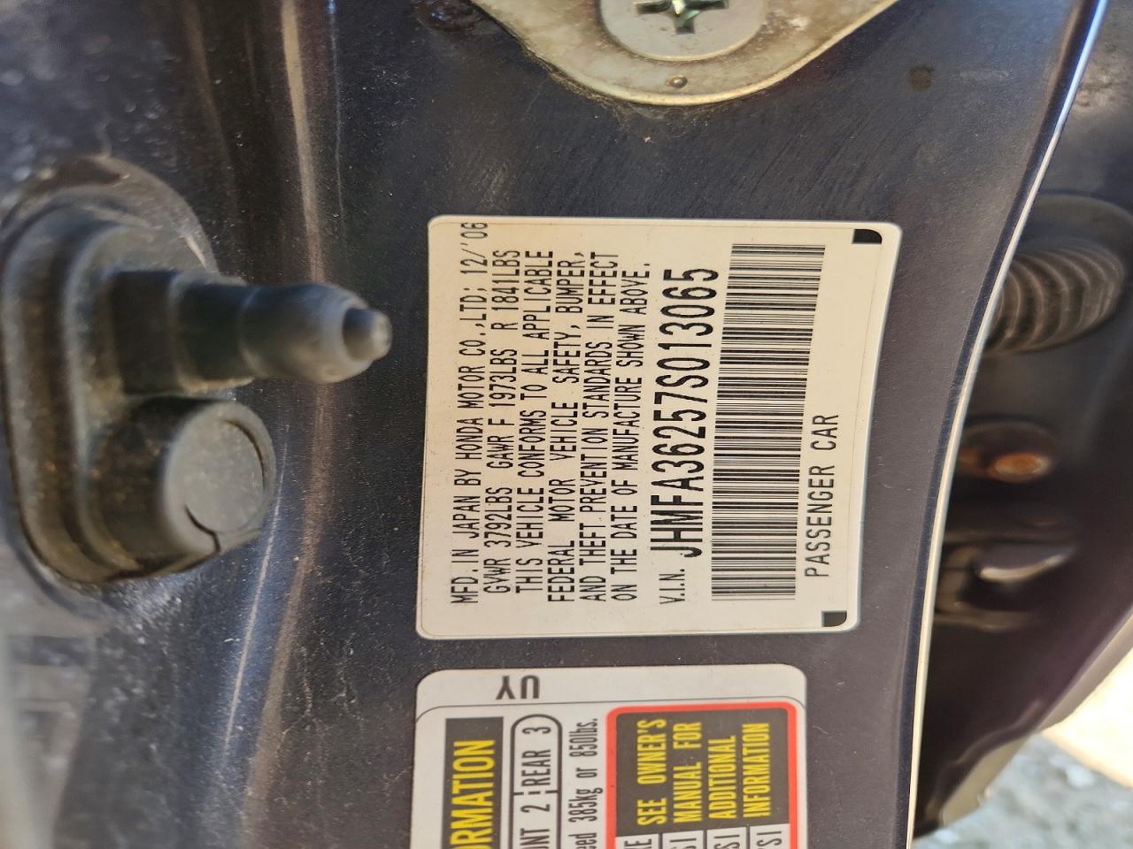 2007 Honda Civic Hybrid Gray vin: JHMFA36257S013065