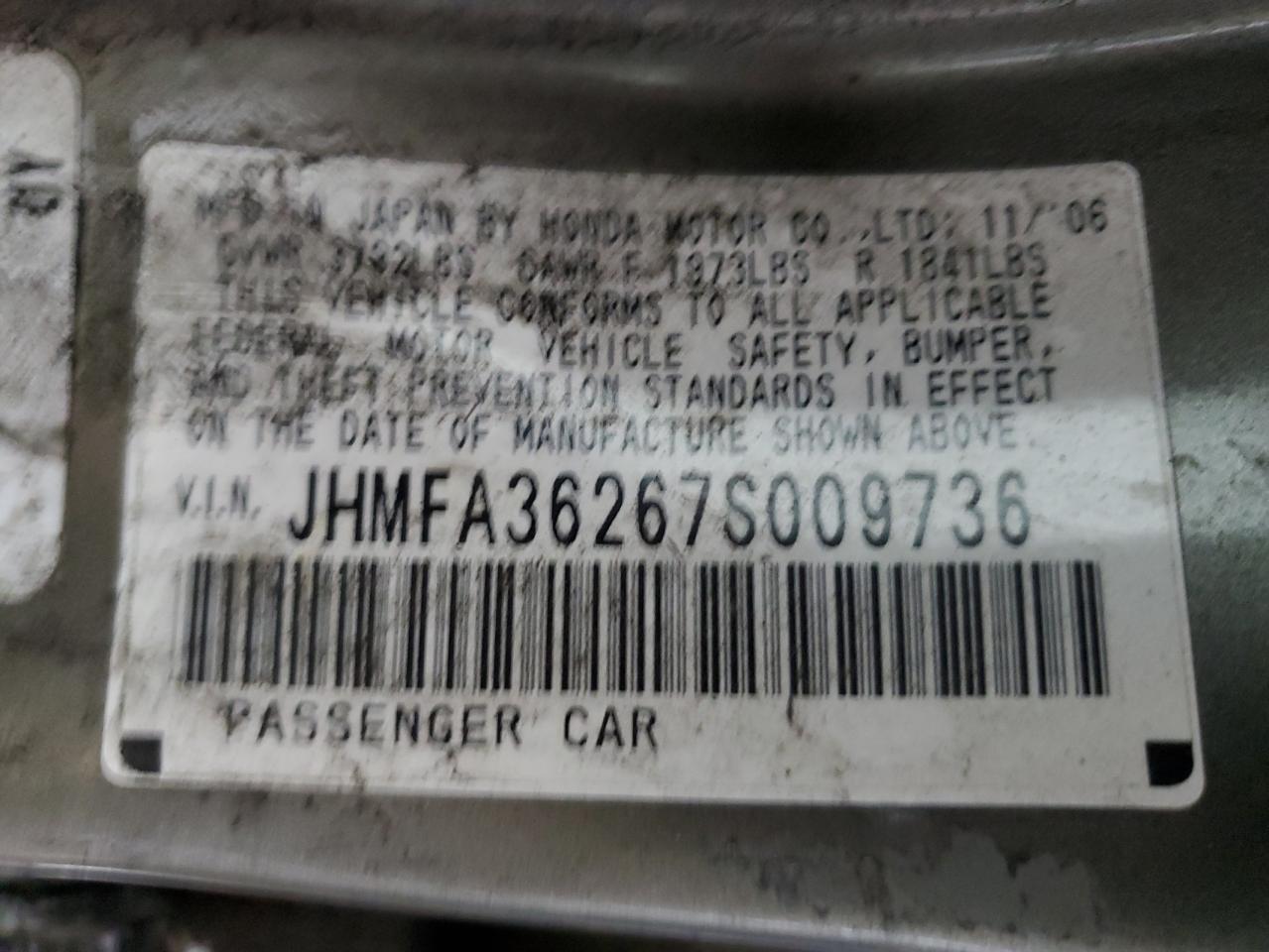 2007 Honda Civic Hybrid Brown vin: JHMFA36267S009736