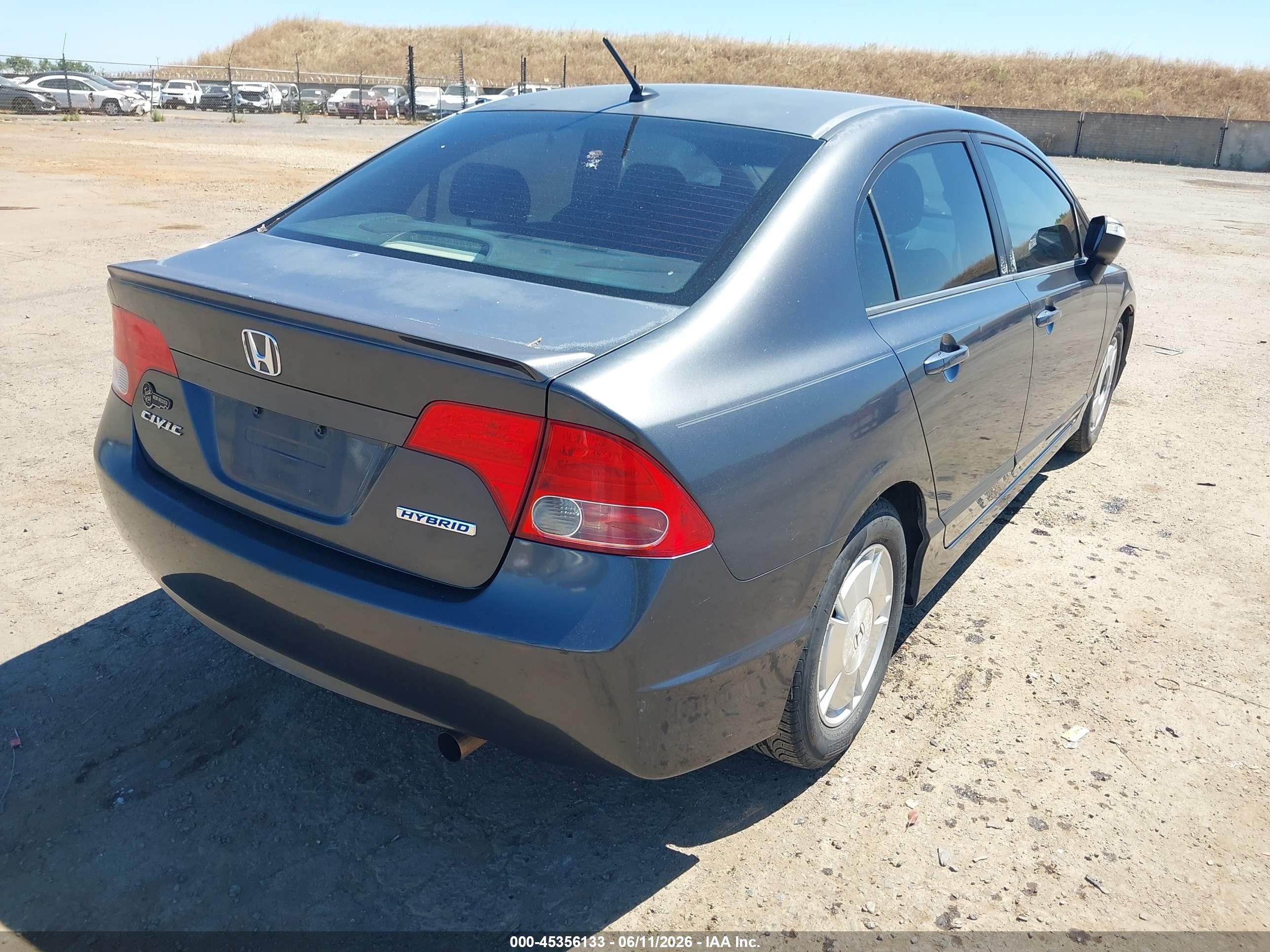2008 Honda Civic Hybrid   Gray vin: JHMFA36268S000116