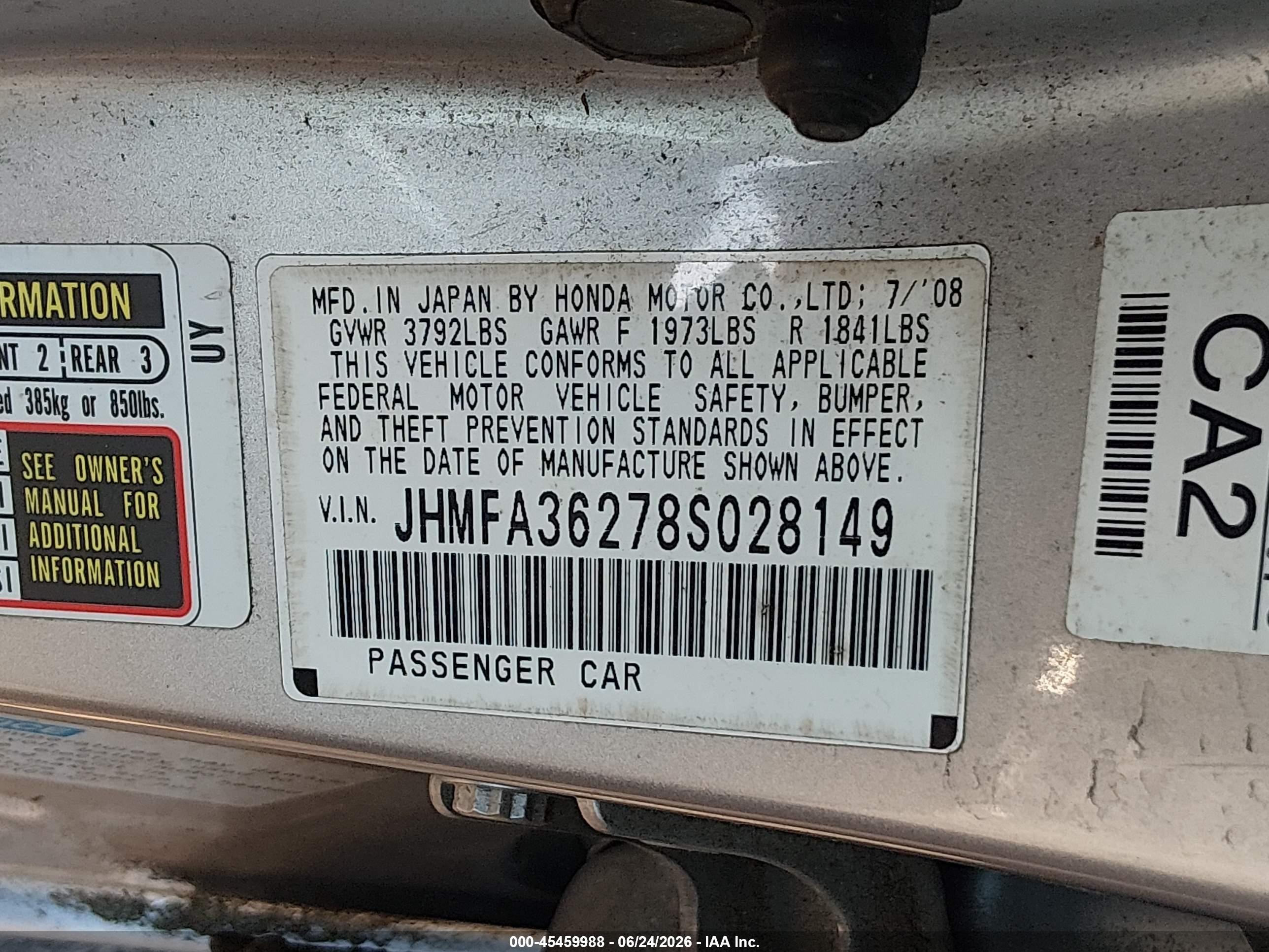 2008 Honda Civic Hybrid   Silver vin: JHMFA36278S028149