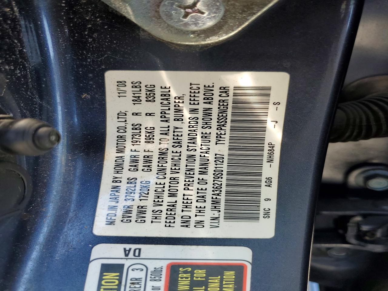 2009 Honda Civic Hybrid Синий vin: JHMFA36279S011207