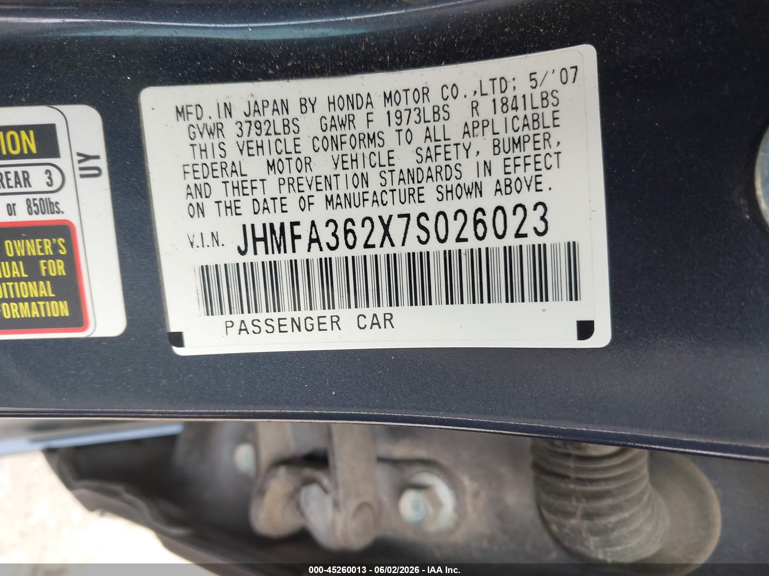 2007 Honda Civic Hybrid   Gray vin: JHMFA362X7S026023