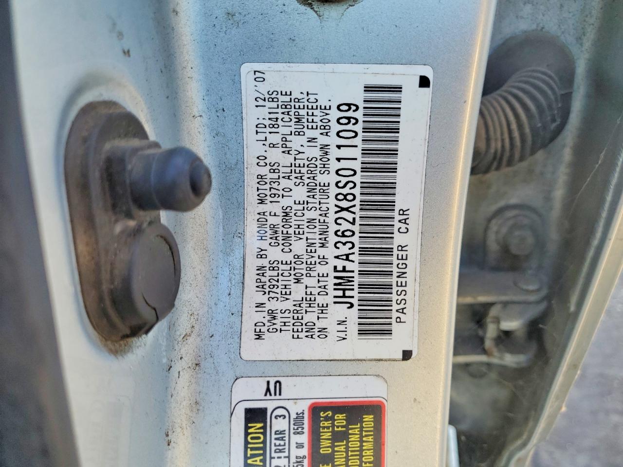 2008 Honda Civic Hybrid Blue vin: JHMFA362X8S011099