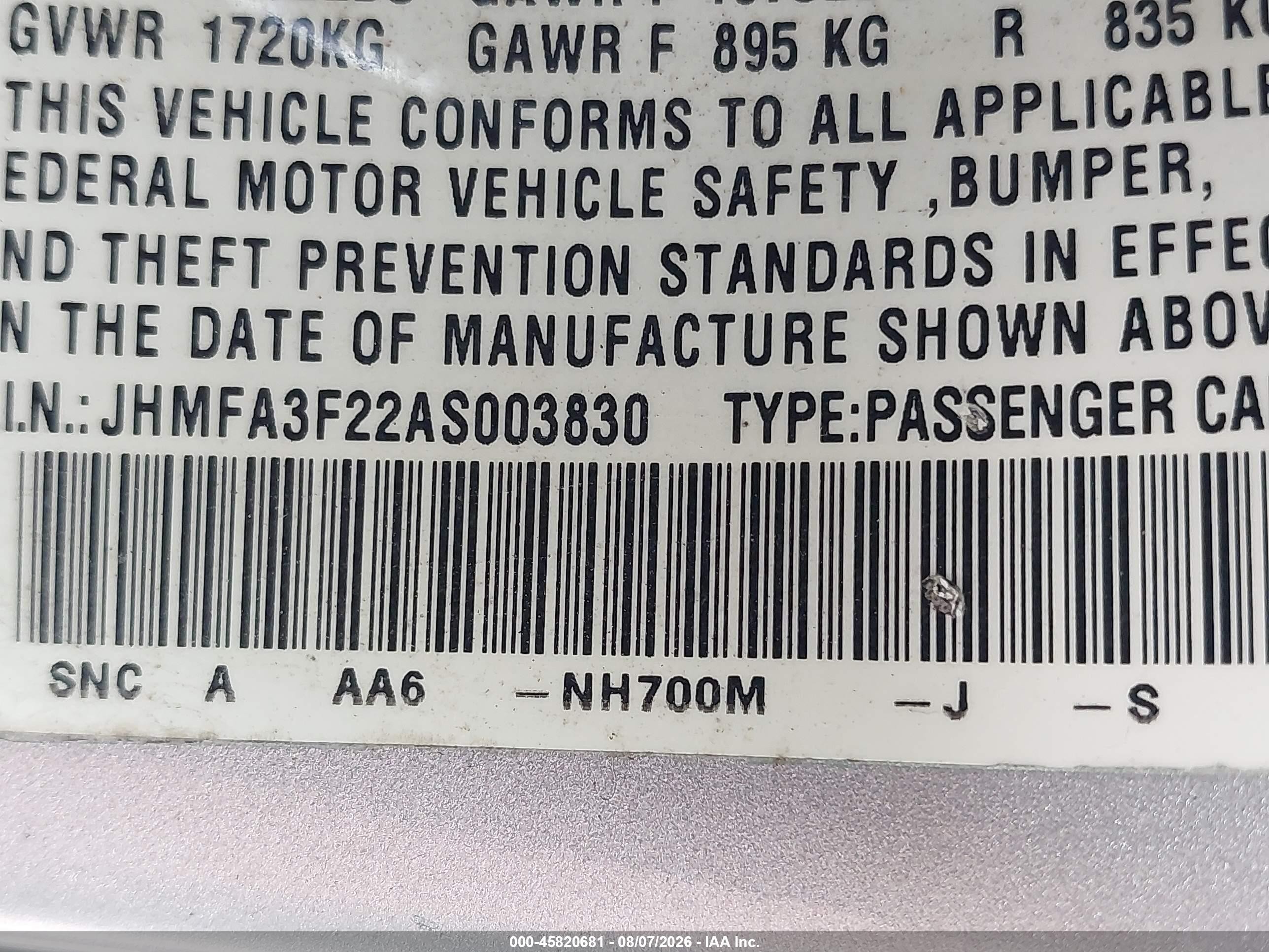 2010 Honda Civic Hybrid   Silver vin: JHMFA3F22AS003830