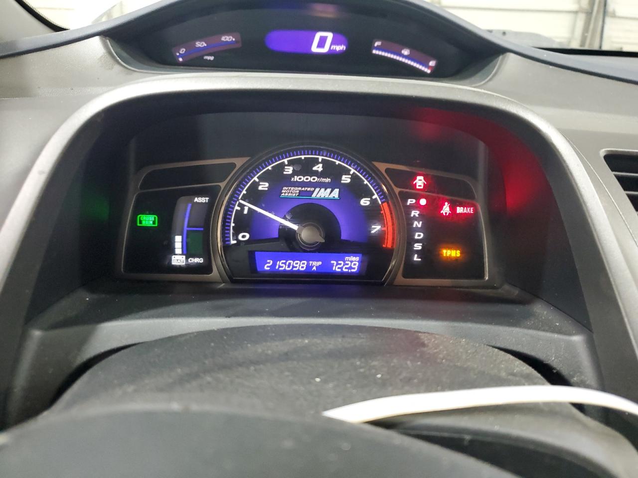 2011 Honda Civic Hybrid White vin: JHMFA3F26BS000110 Damage: Warning - Tire Pressure, On, Unacceptable