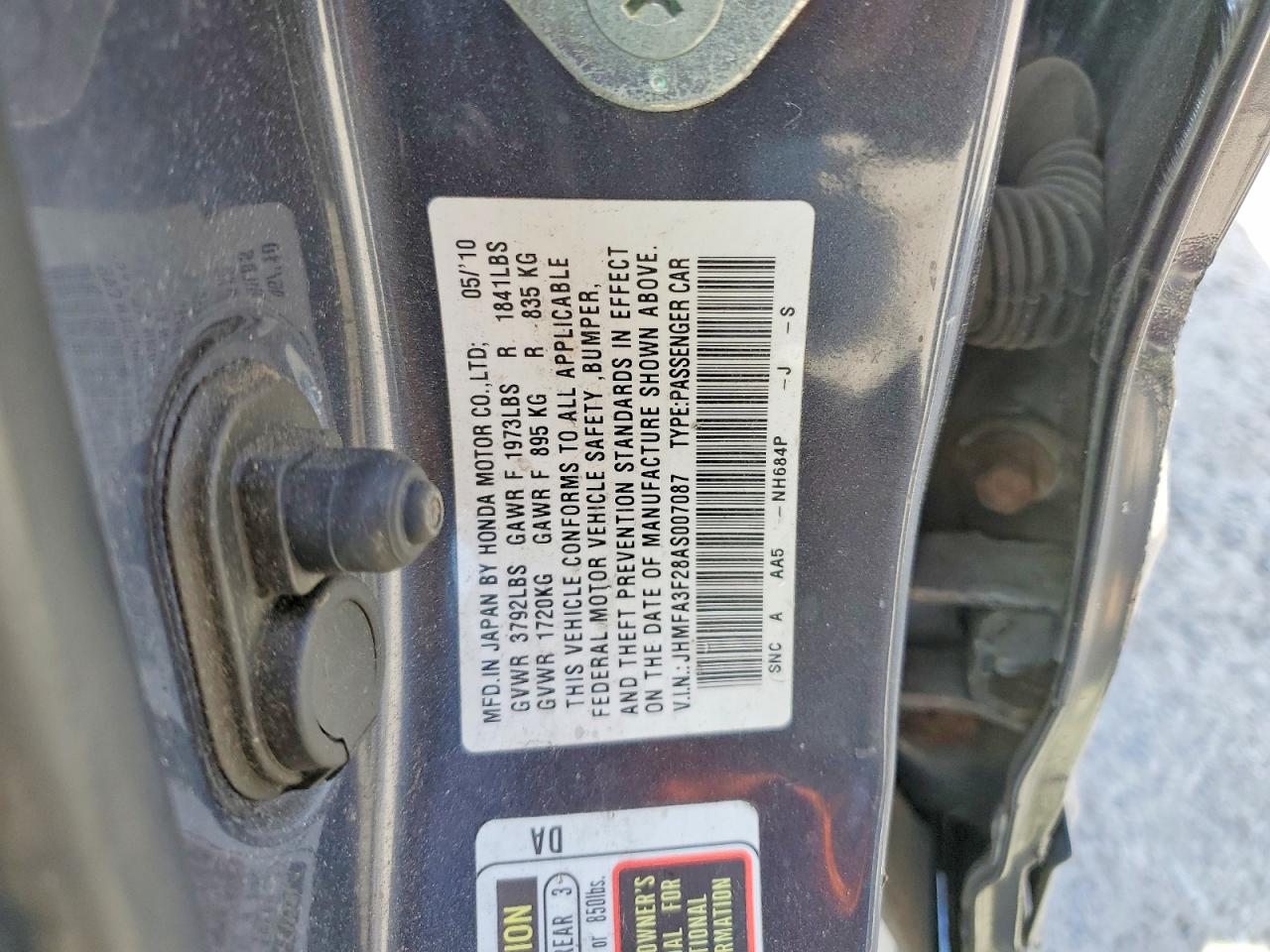 2010 Honda Civic Hybrid Blue vin: JHMFA3F28AS007087