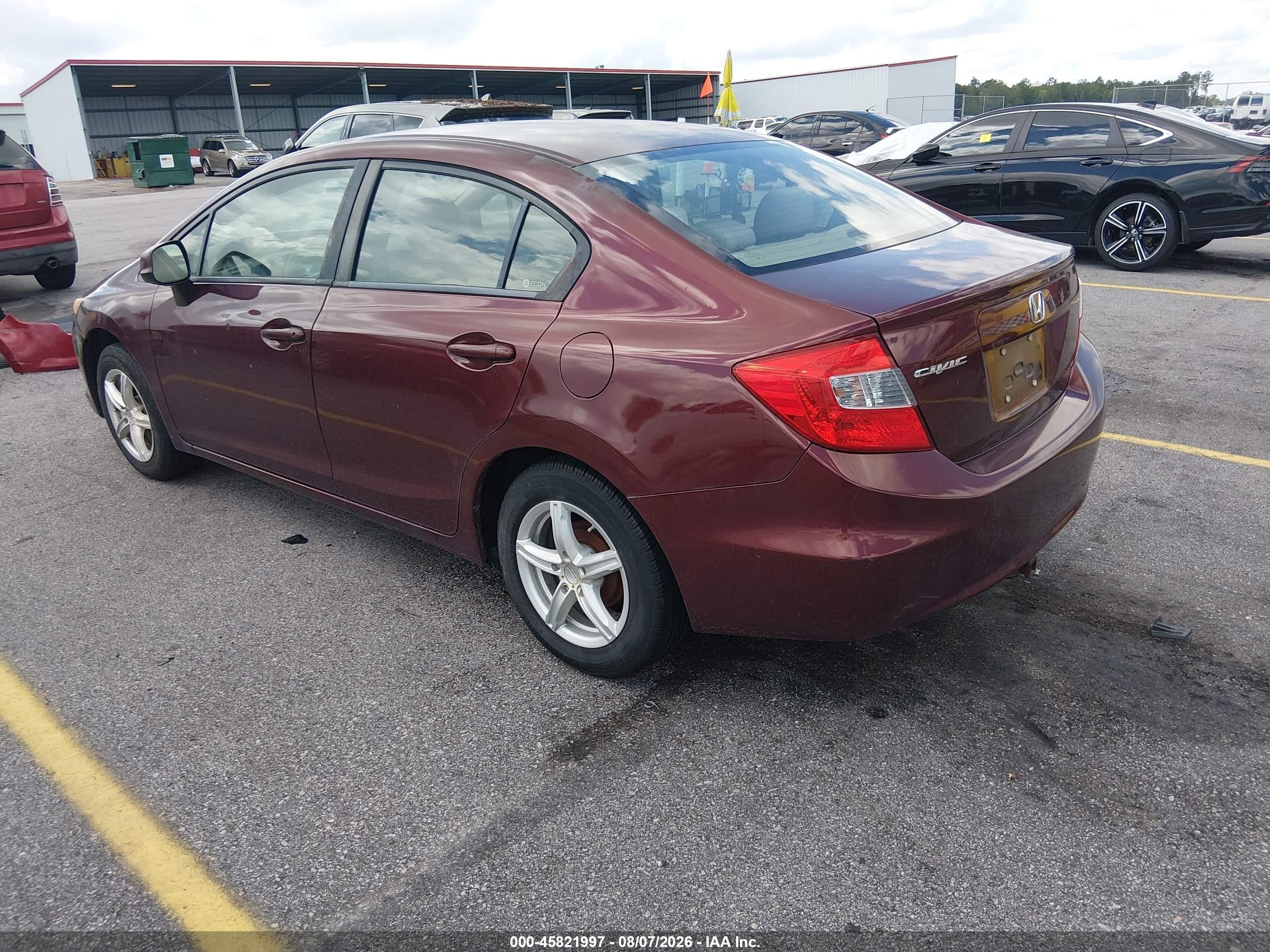 2012 Honda Civic Lx Burgundy vin: JHMFB2F50CS003636