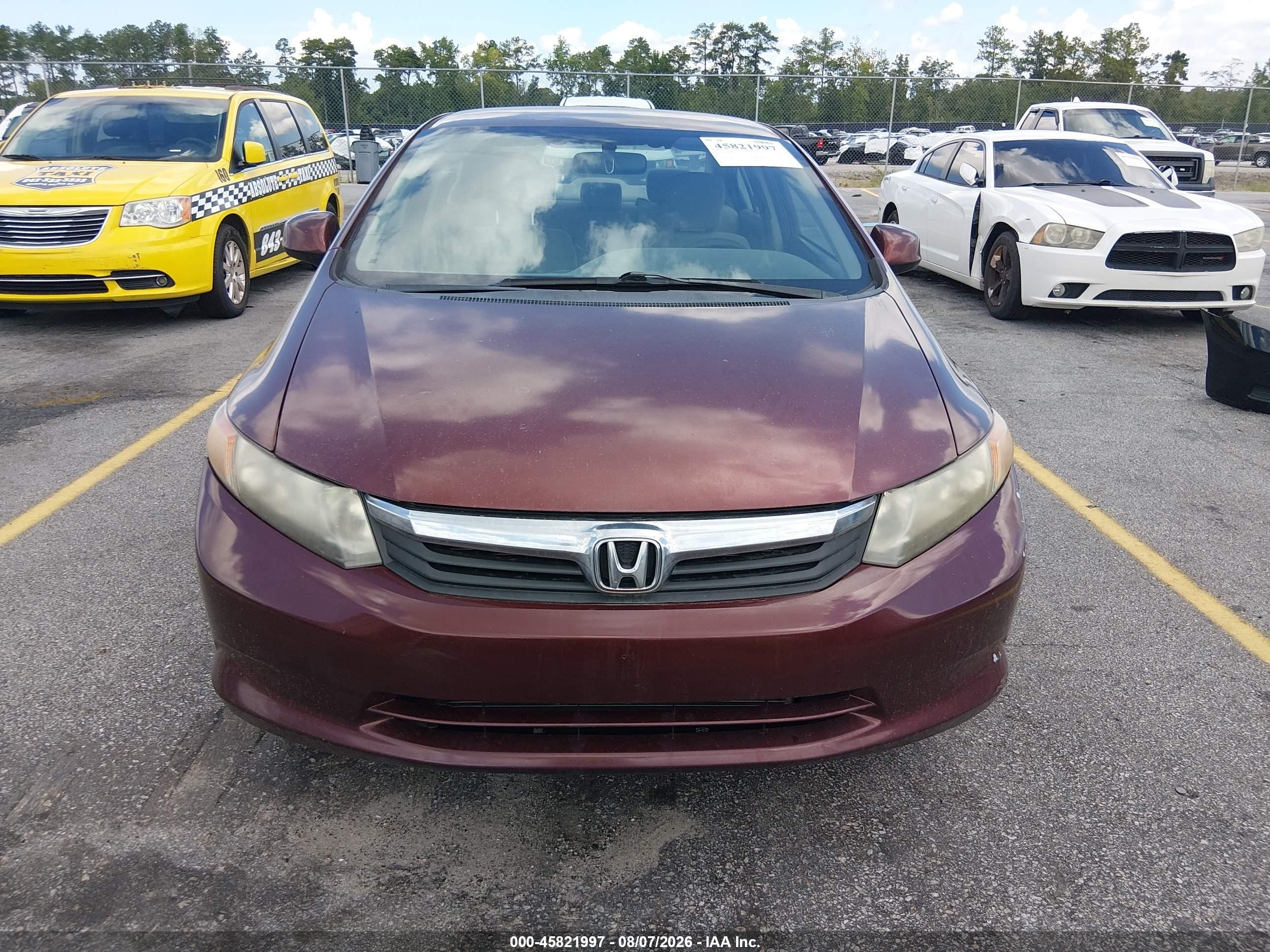 2012 Honda Civic Lx Burgundy vin: JHMFB2F50CS003636
