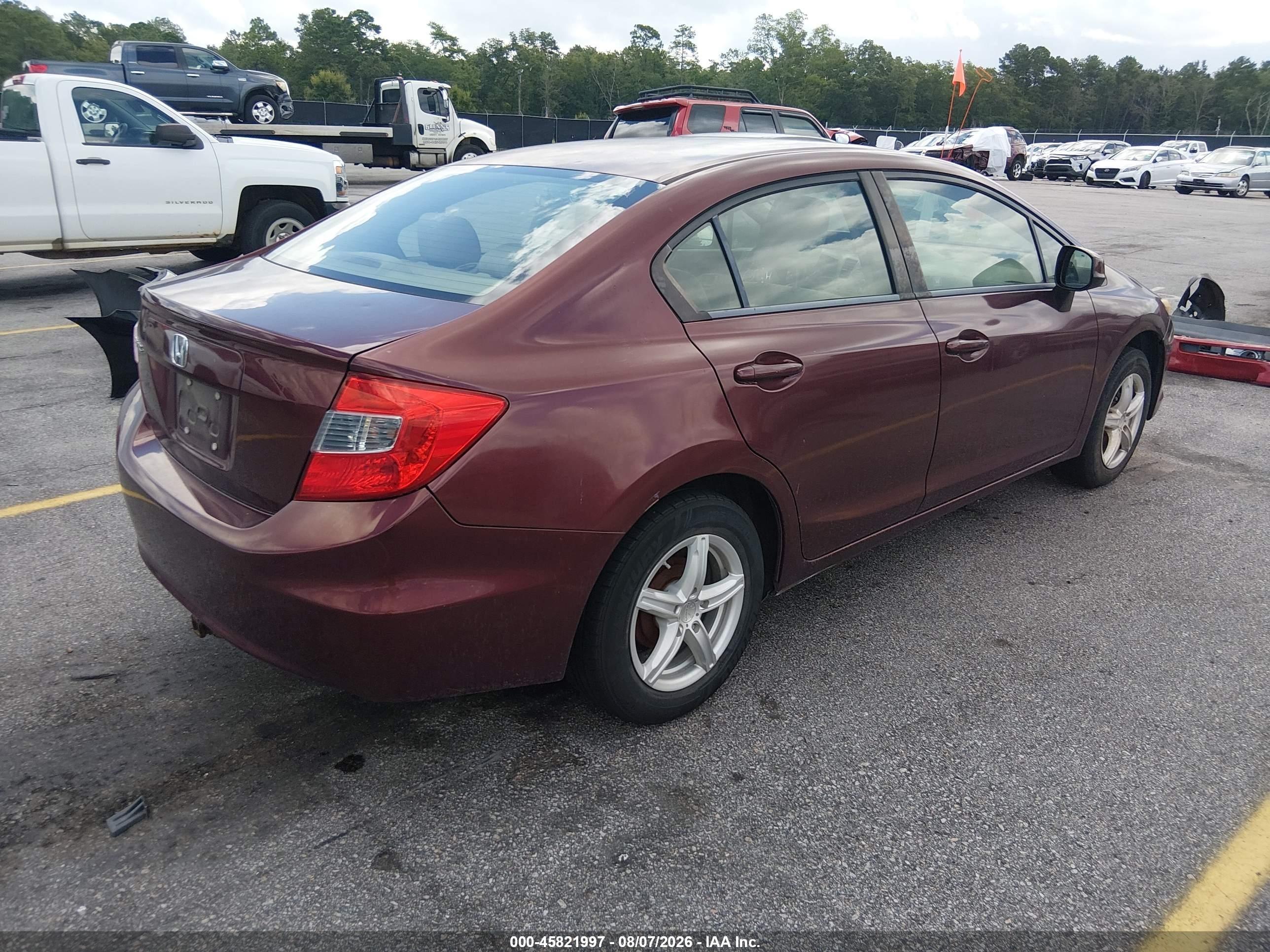 2012 Honda Civic Lx Burgundy vin: JHMFB2F50CS003636