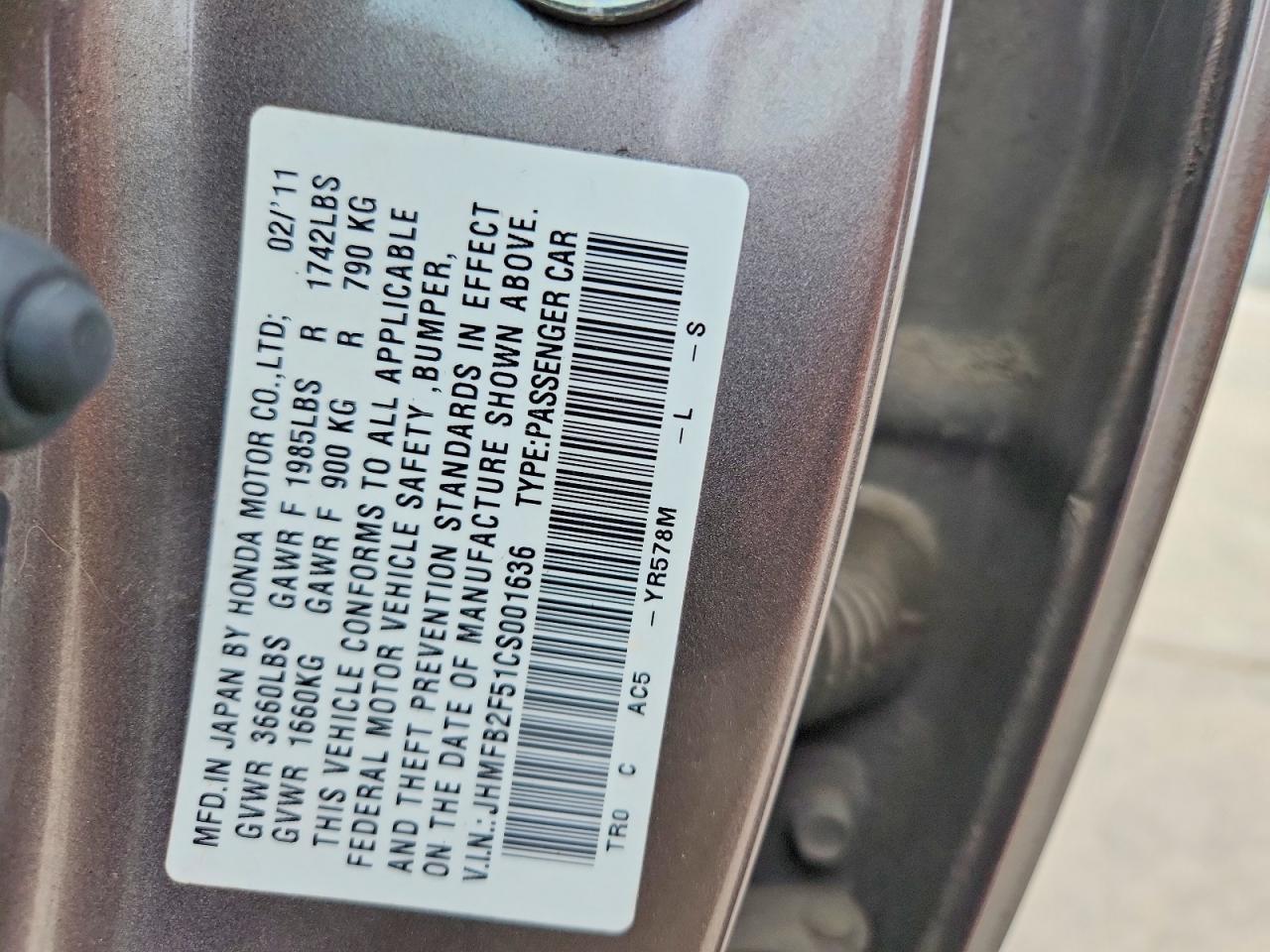 2012 Honda Civic Lx Желто-коричневый vin: JHMFB2F51CS001636